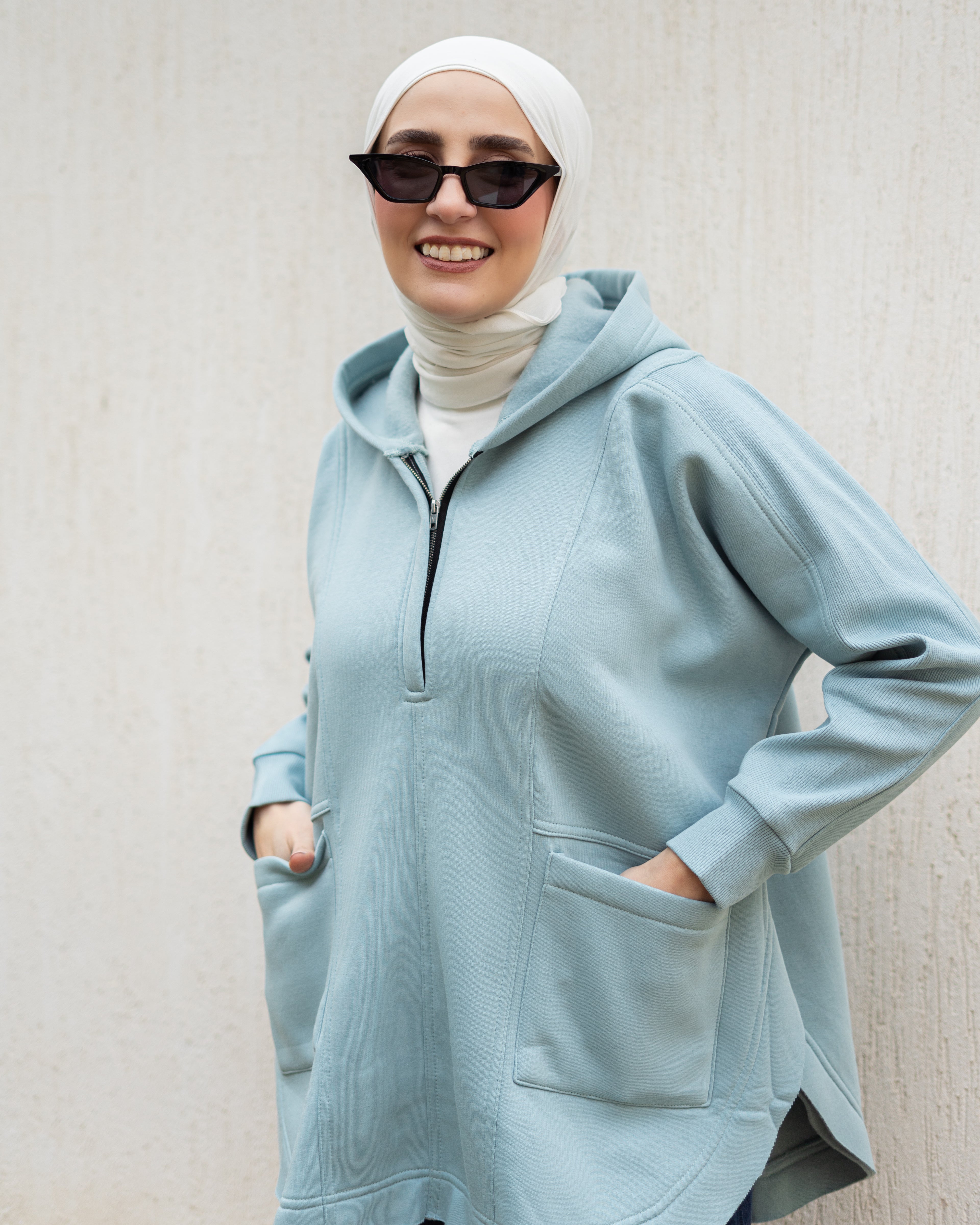 Khaki Rib sleeved hoodie