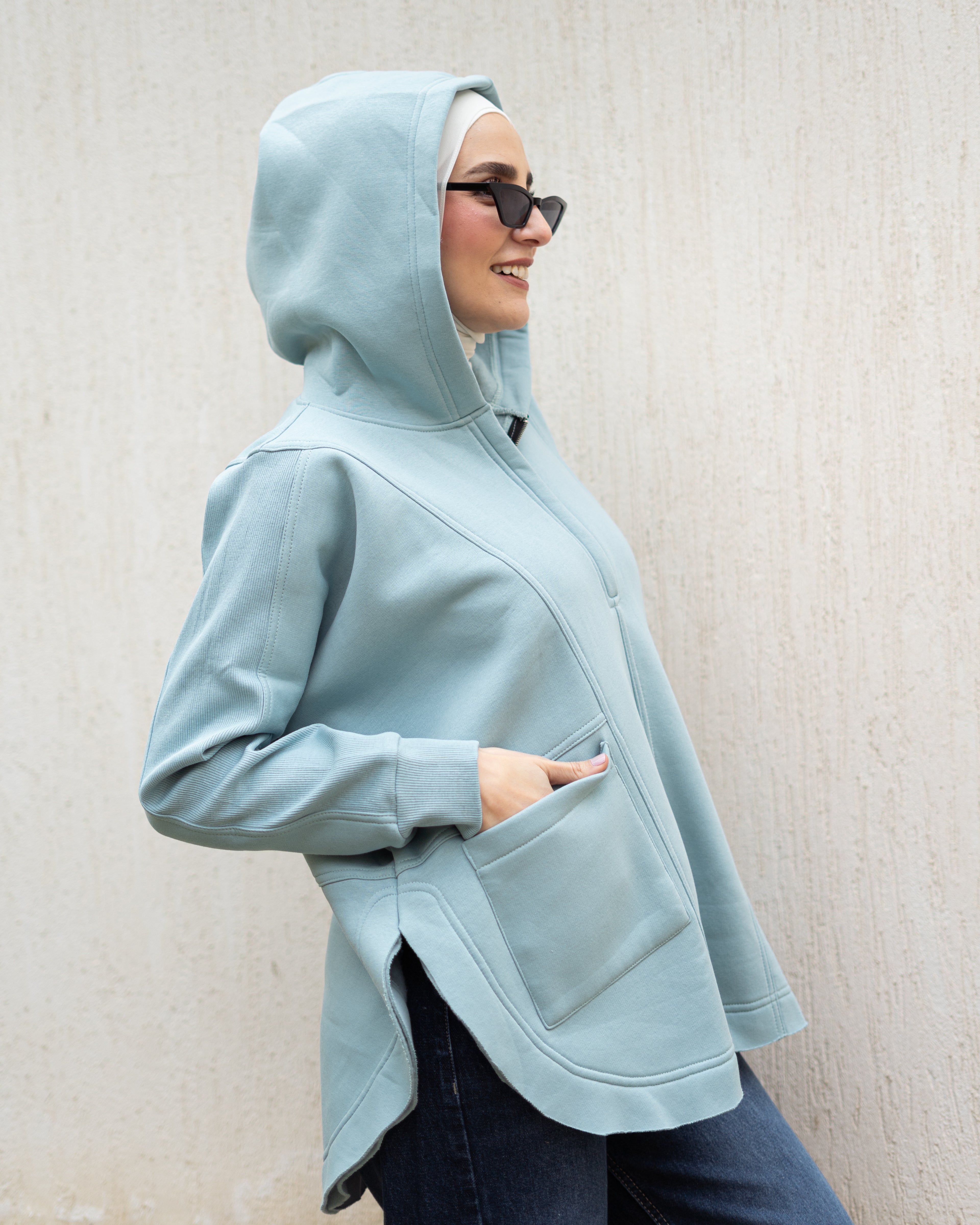 Mint Rib sleeved hoodie