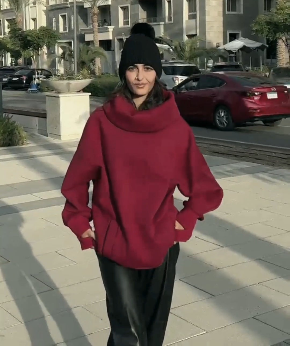 Burgundy High Collar sweatshirt