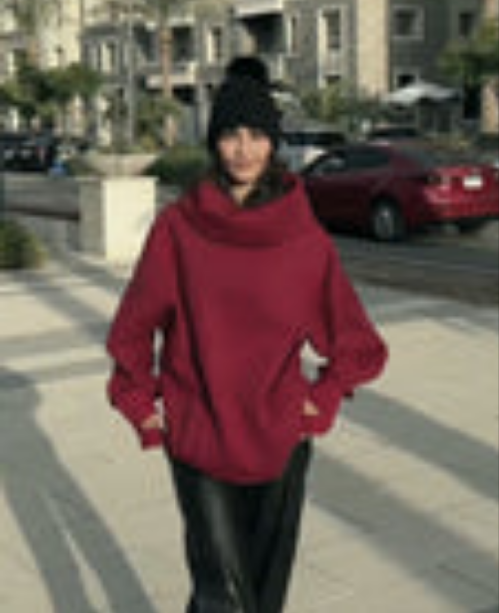 Burgundy High Collar sweatshirt