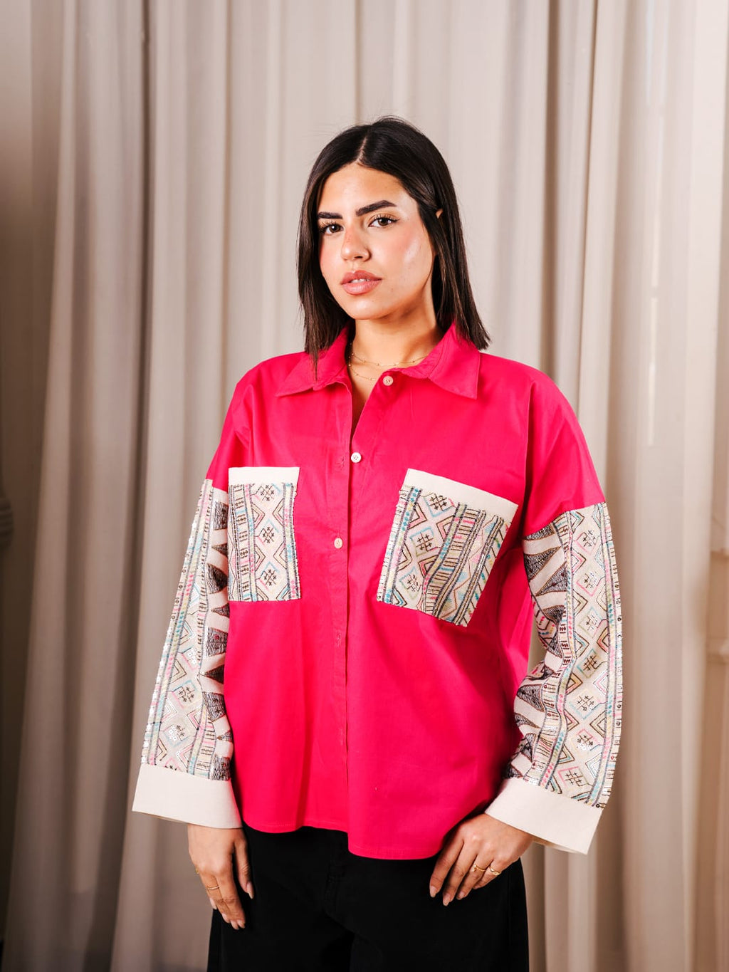 Zigzag poplin shirt