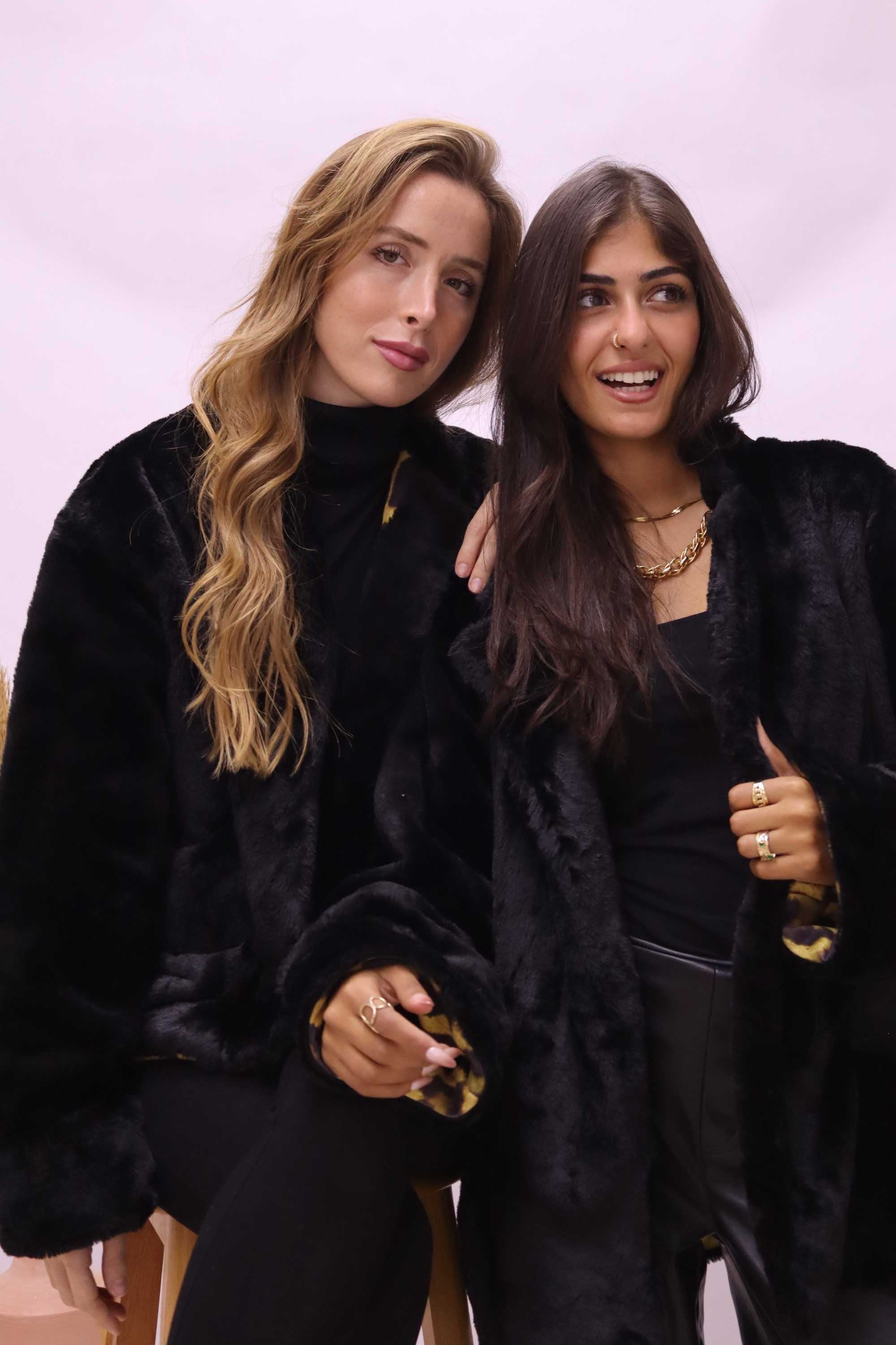 Black leopard Fur Jacket