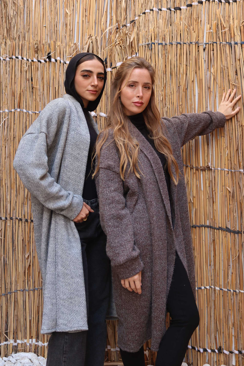 Brown melange Long wool Cardigan