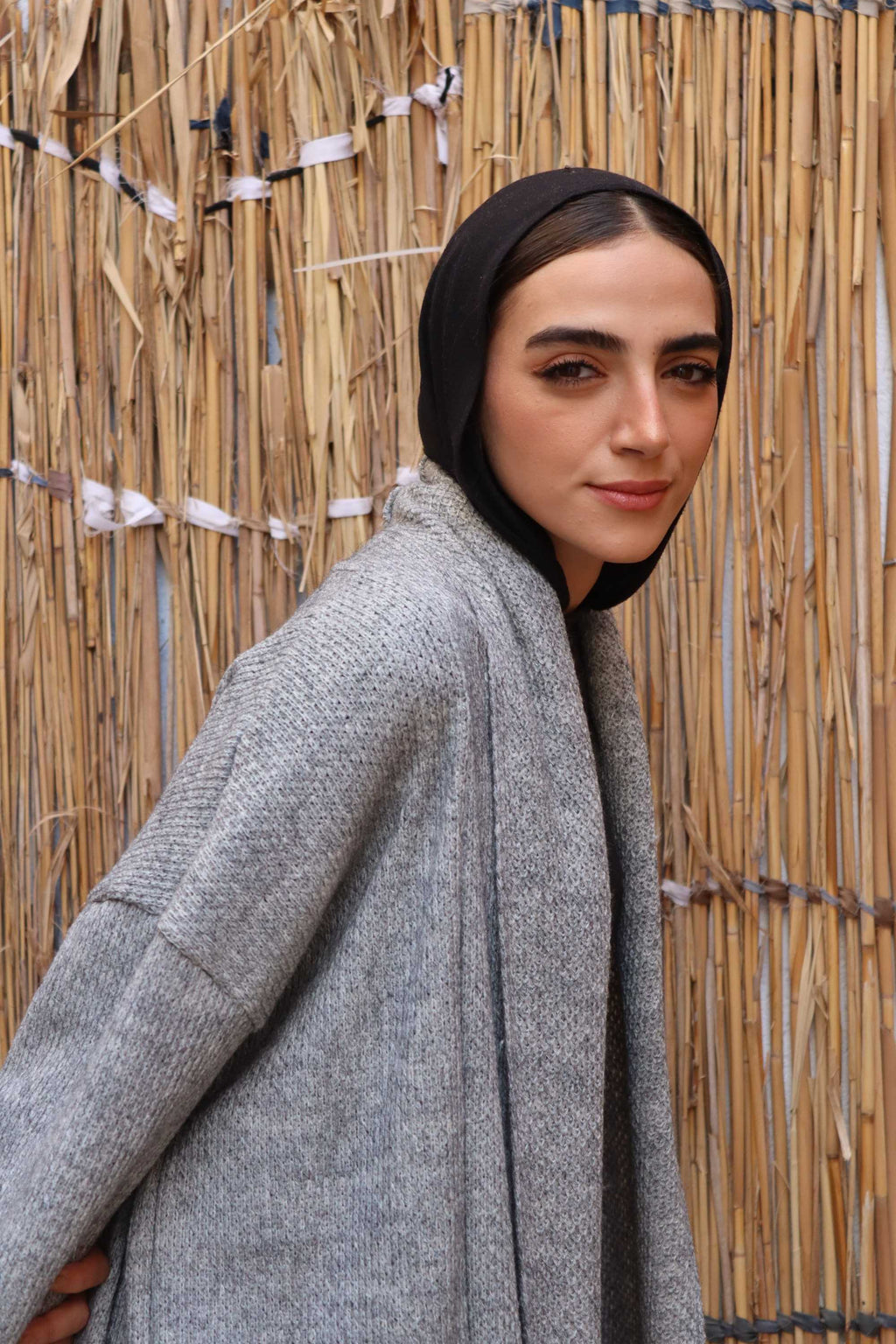 Grey melange Long wool Cardigan