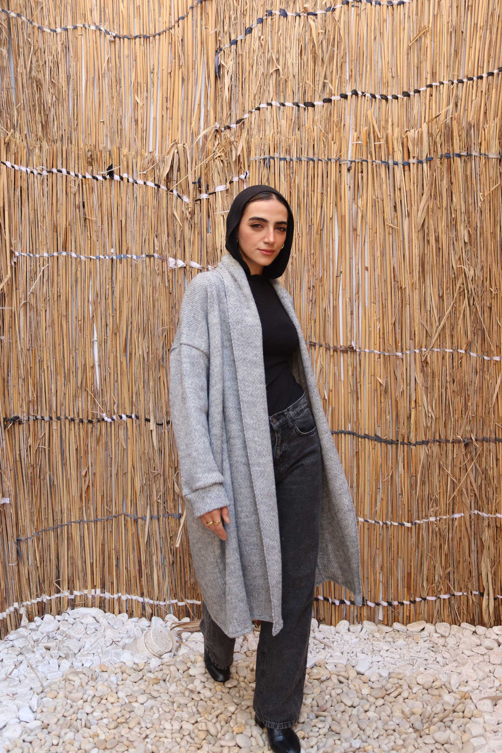 Grey melange Long wool Cardigan