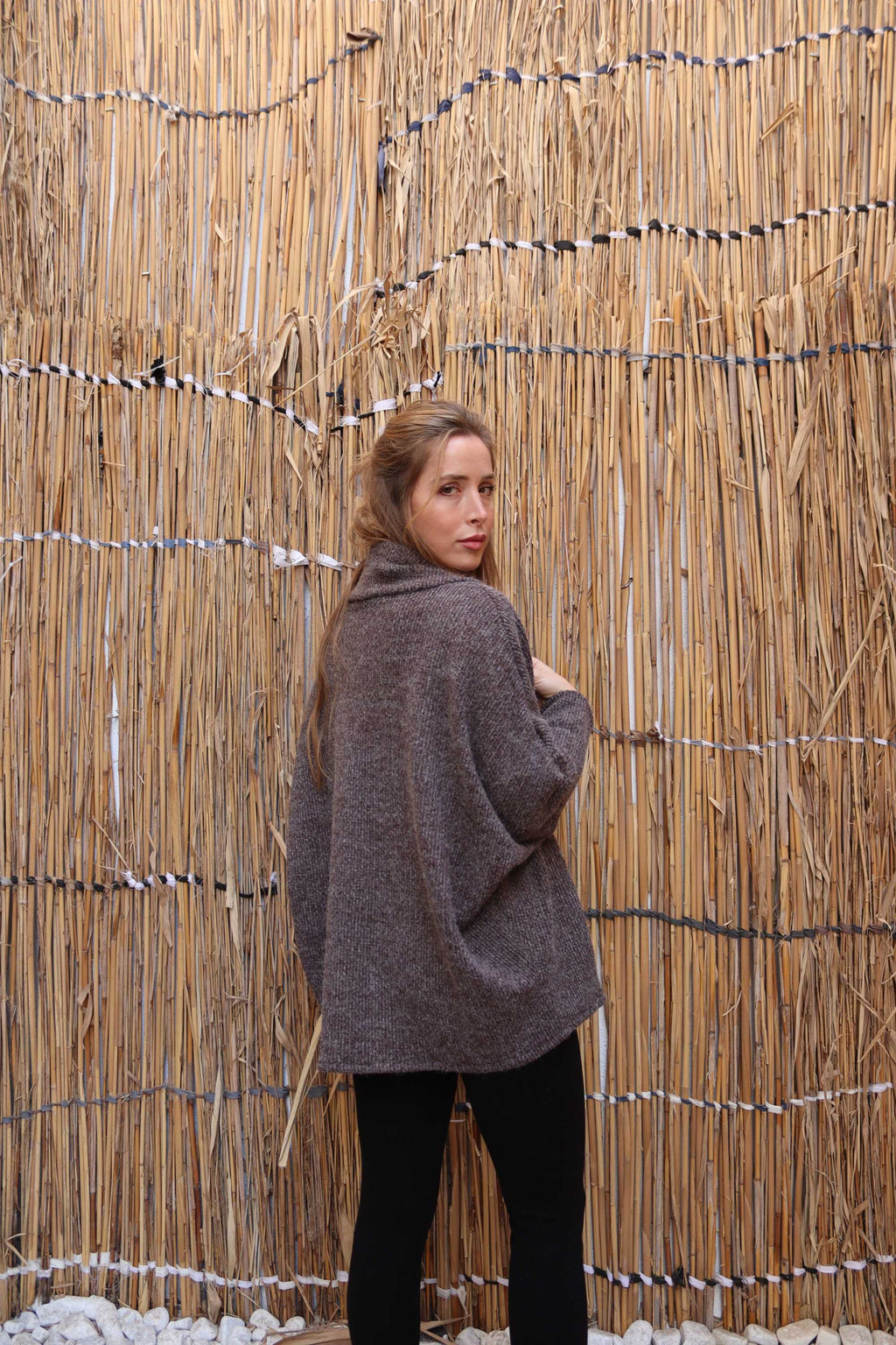 Grey melange short wool Cardigan