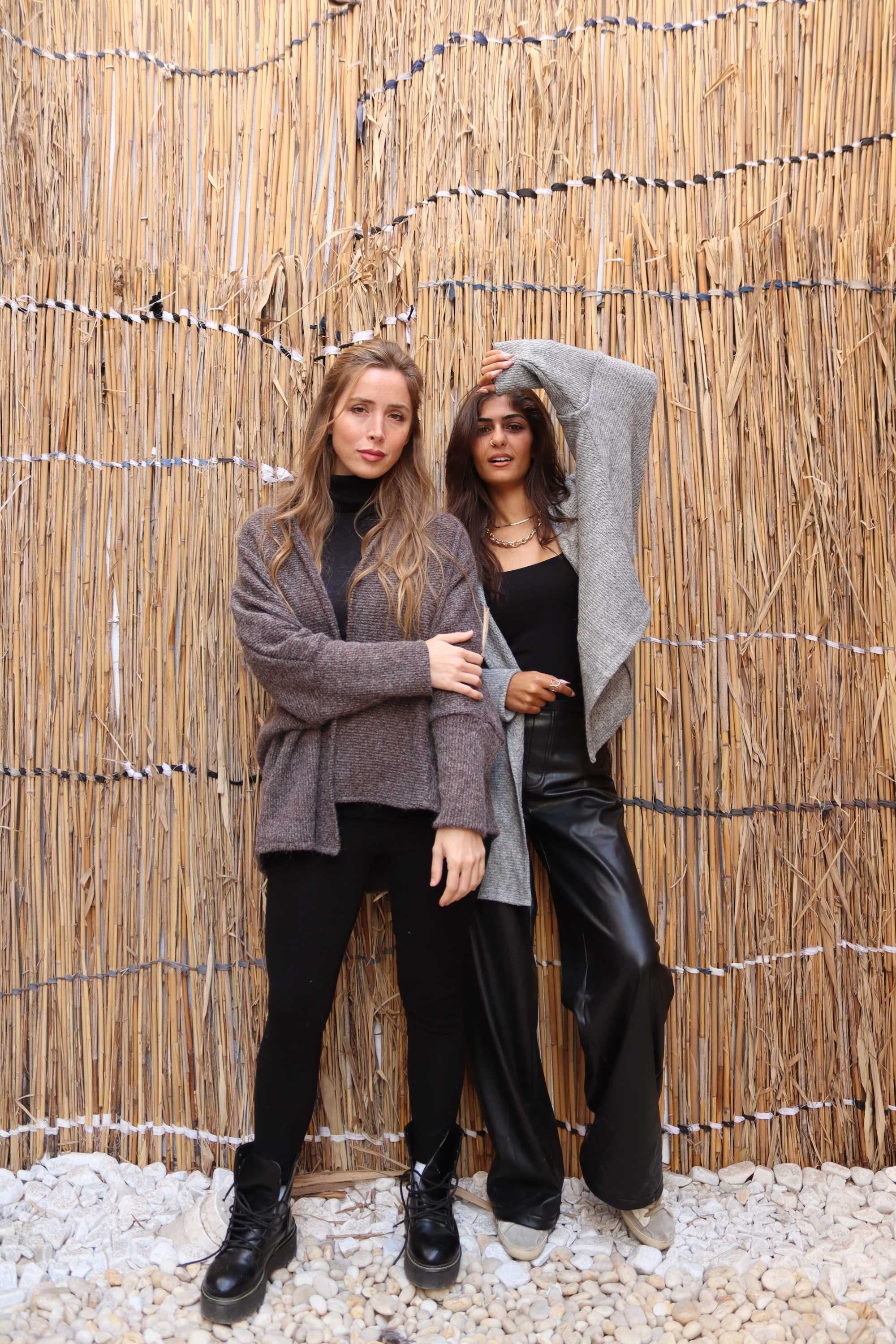 Grey melange short wool Cardigan