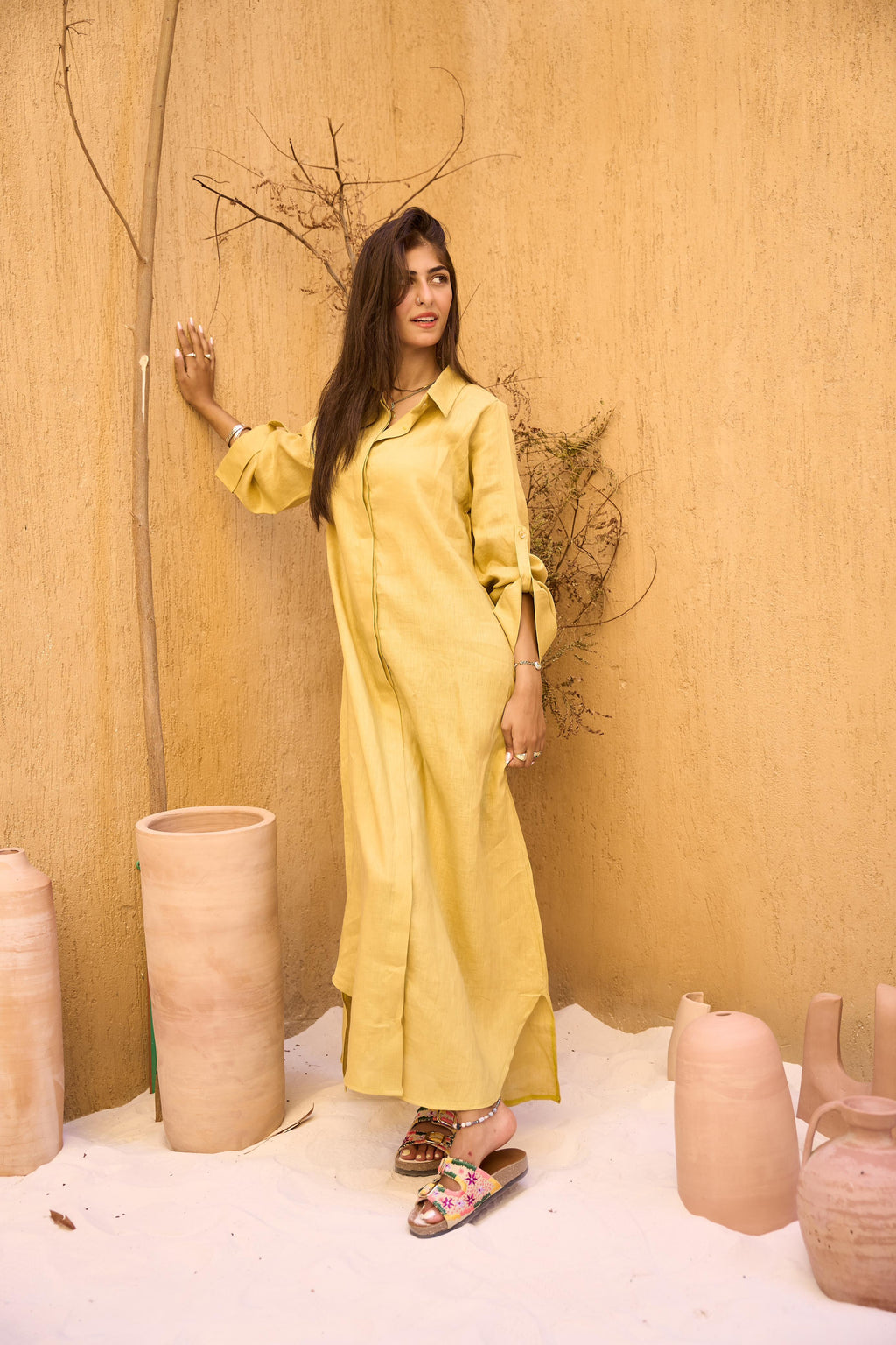 White Pure Linen Dress