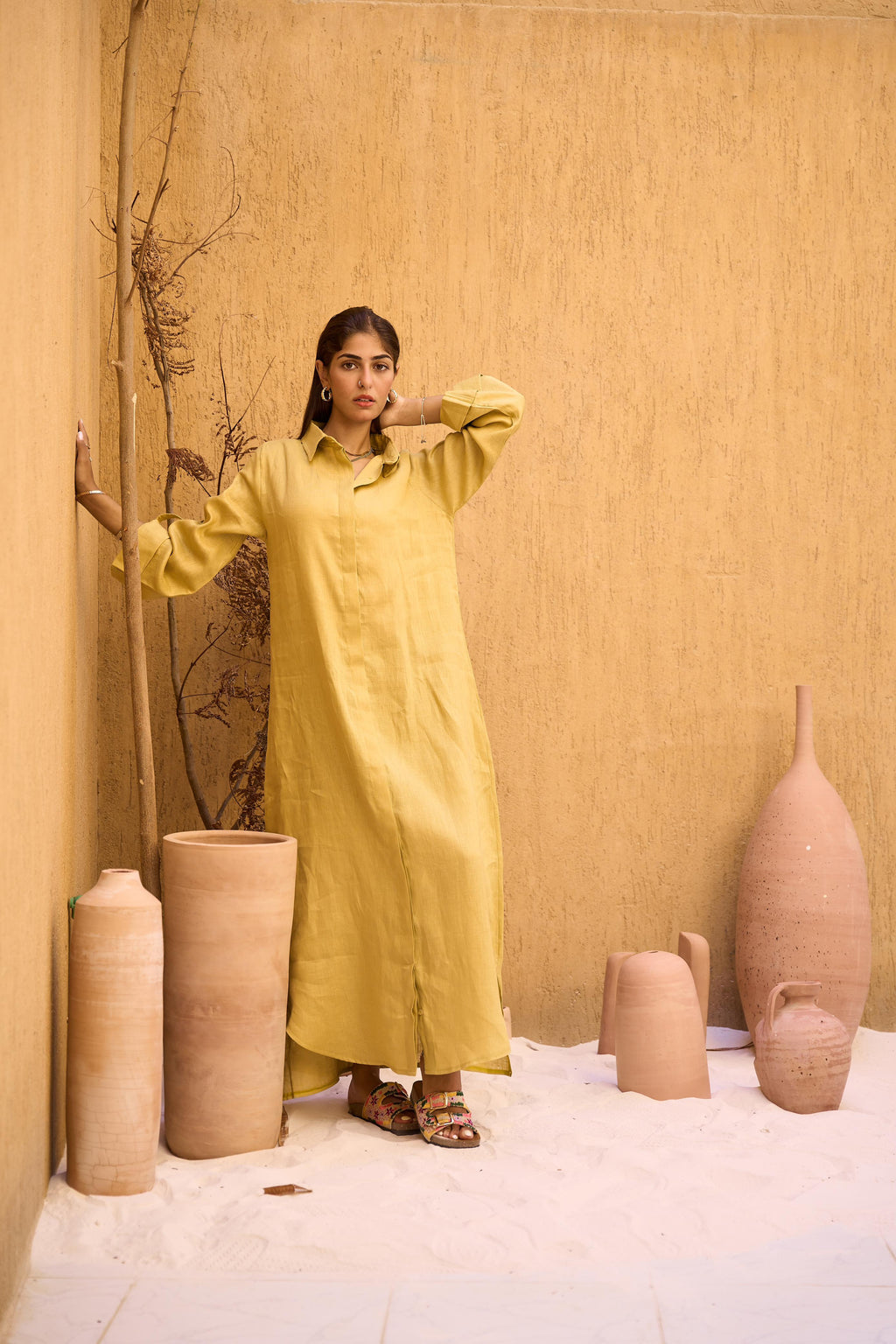 Blue Pure Linen Dress