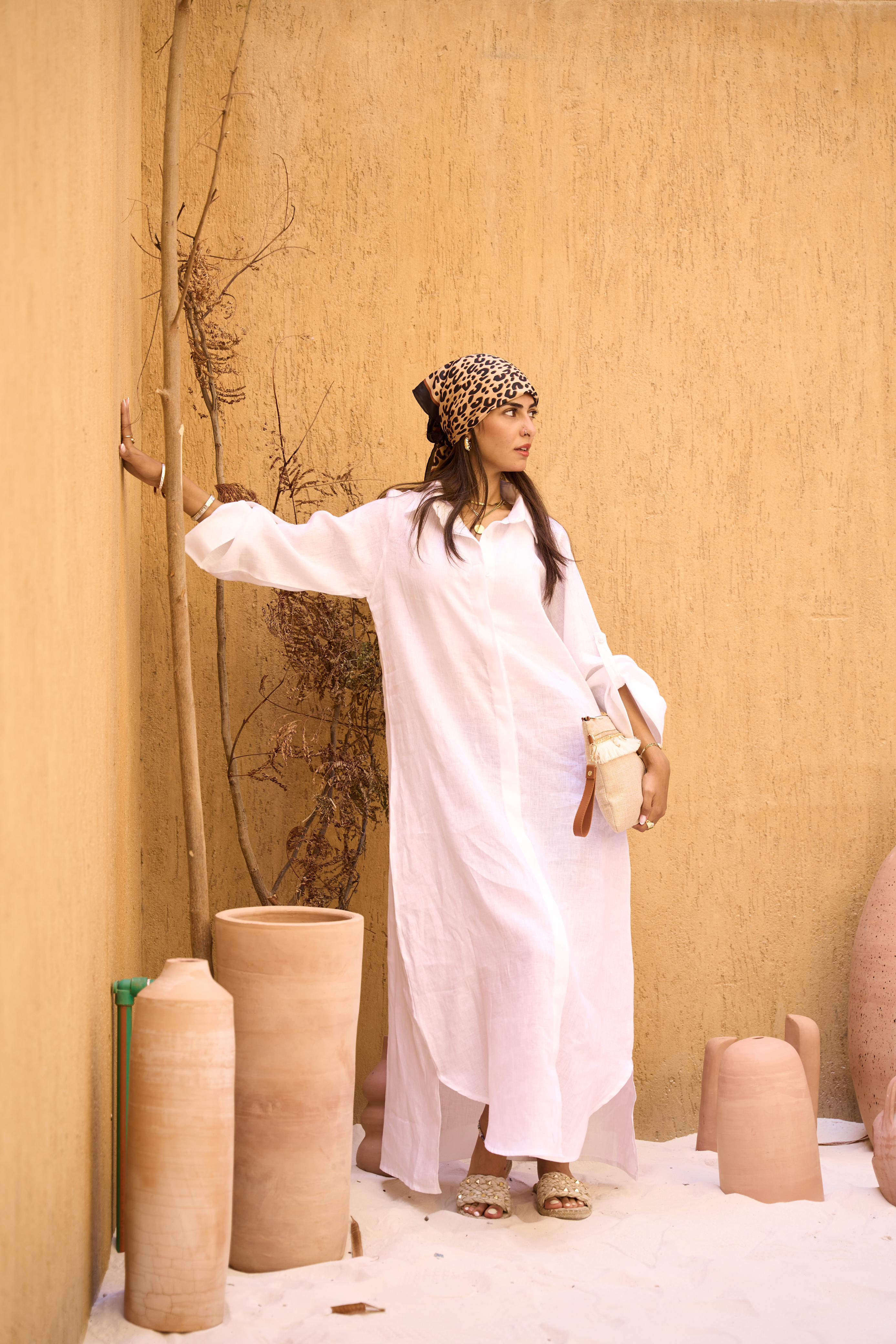 Apple green Pure Linen Dress