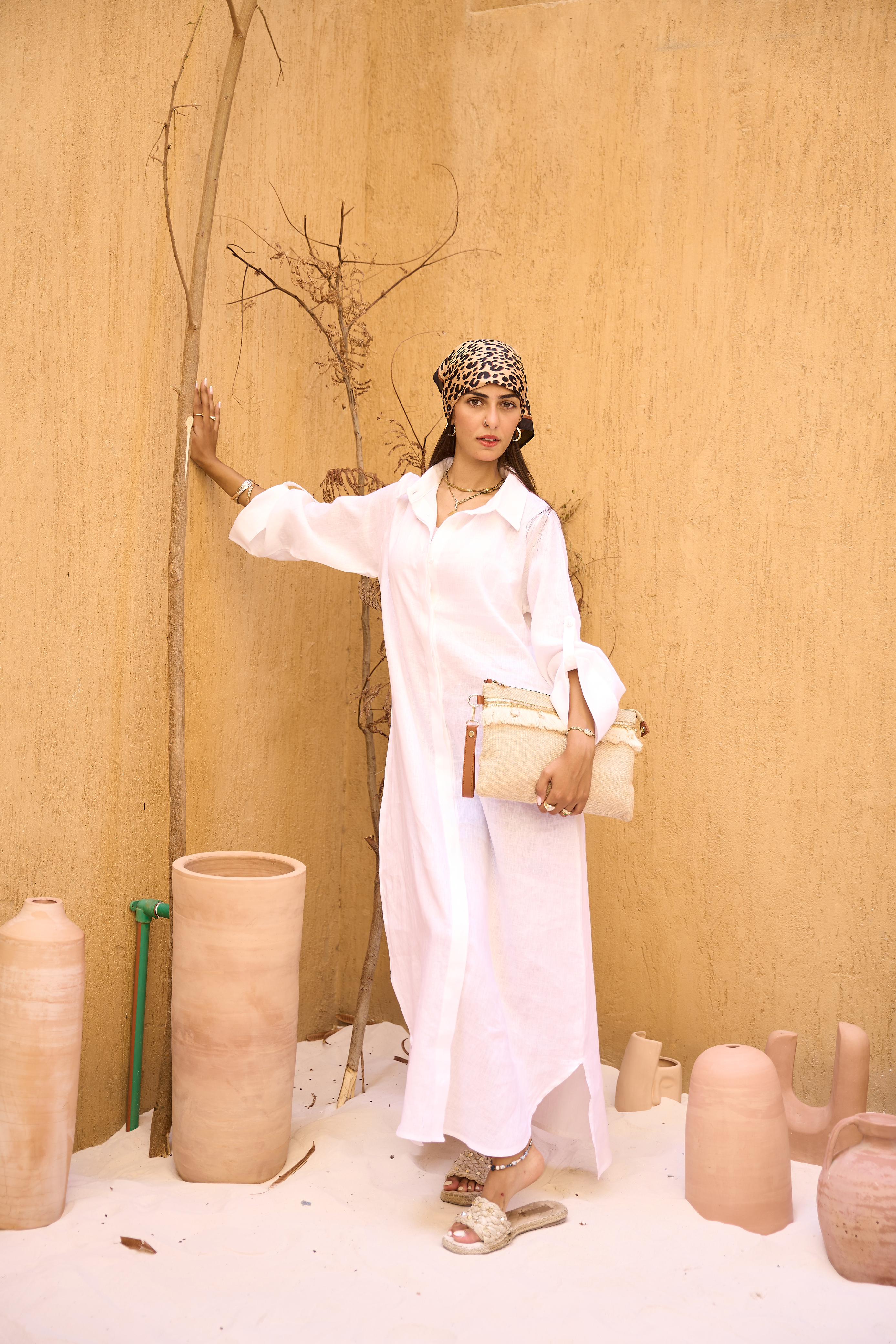 Blue Pure Linen Dress