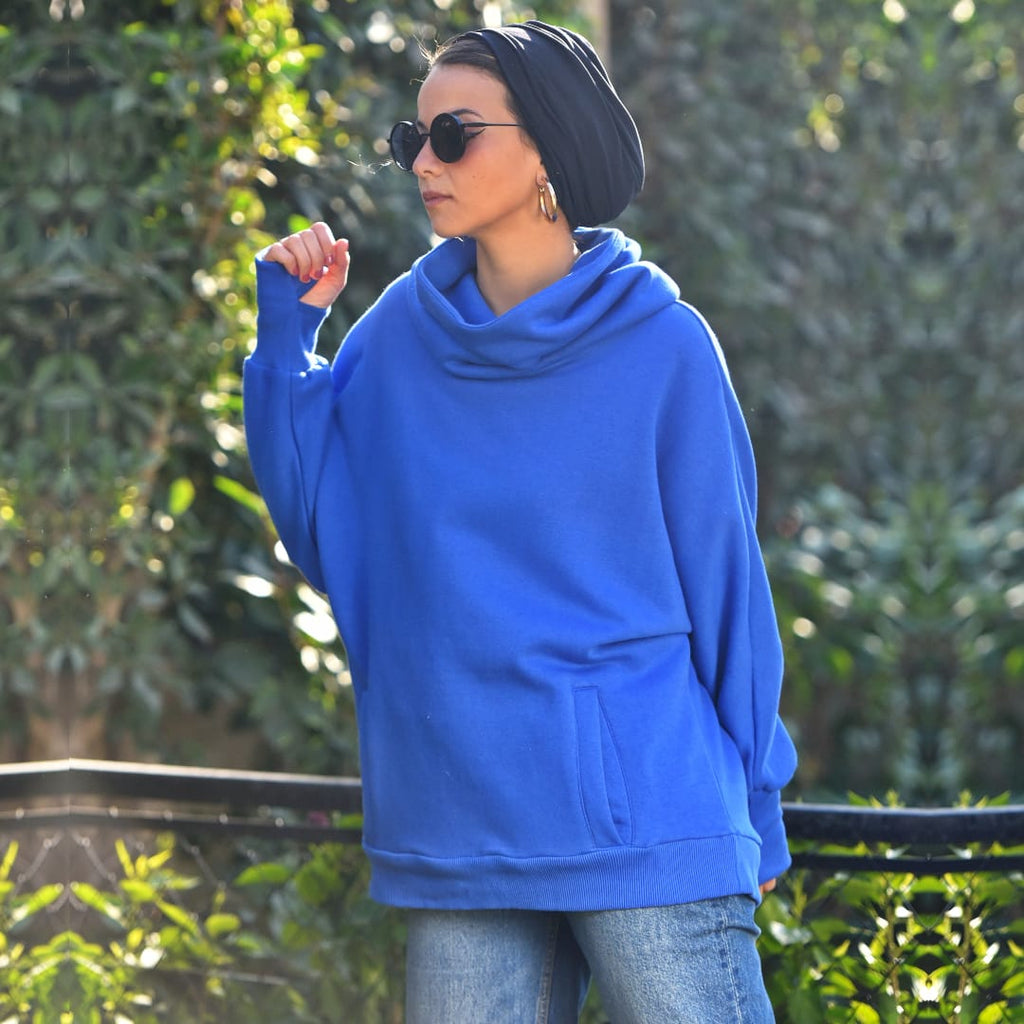 Ocean Blue High Collar sweatshirt