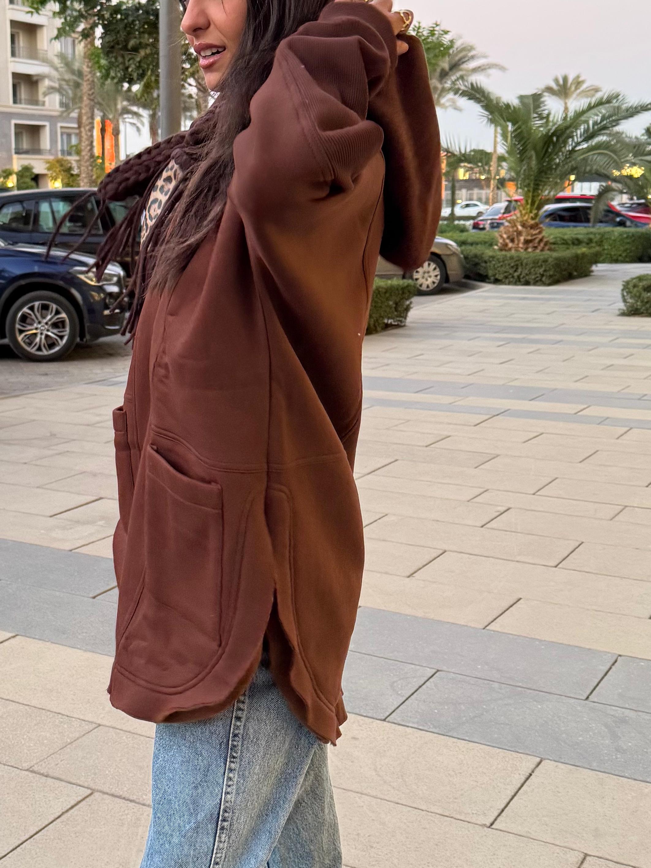 Chocolate Brown Rib sleeved hoodie