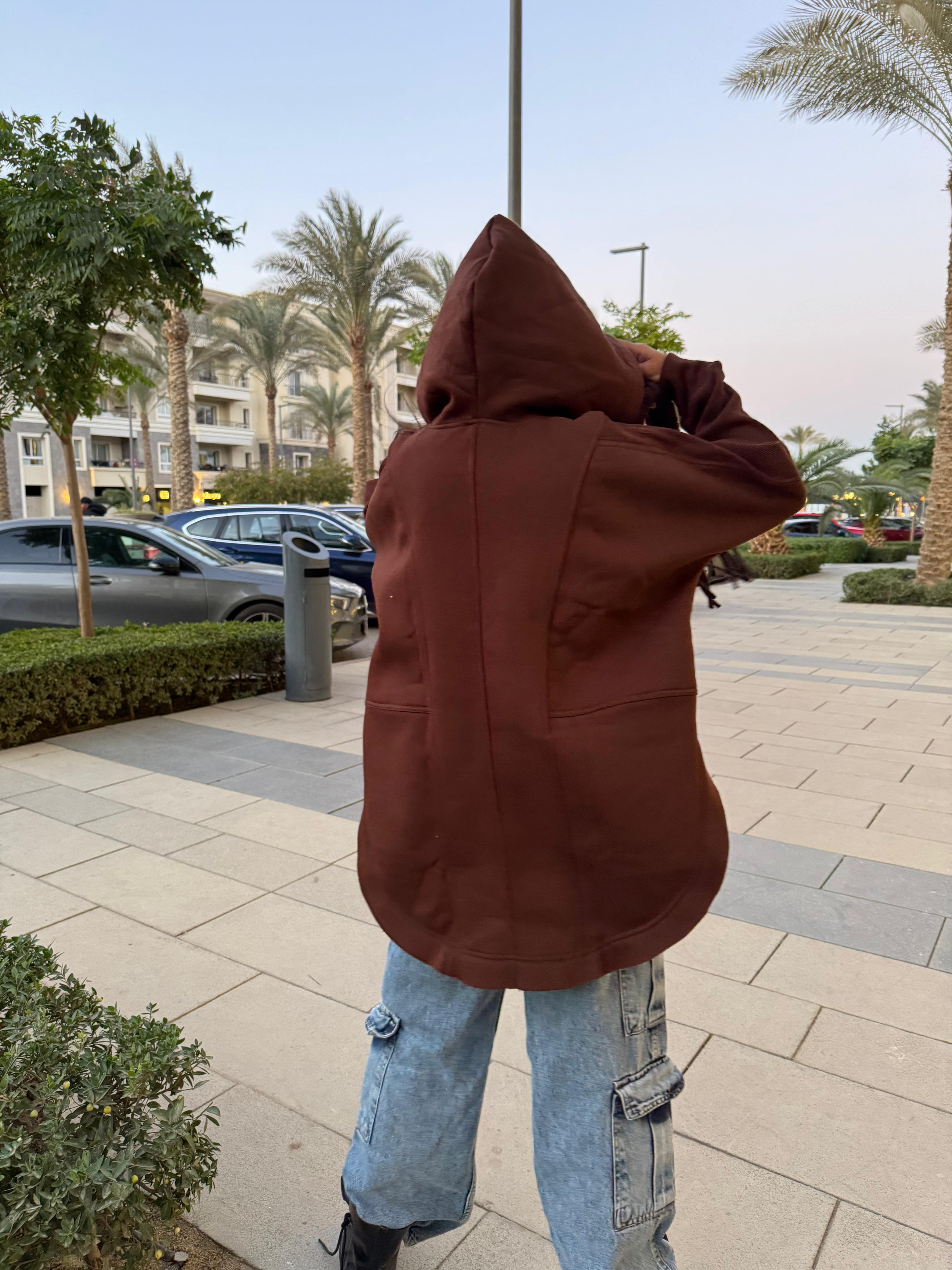 Chocolate Brown Rib sleeved hoodie