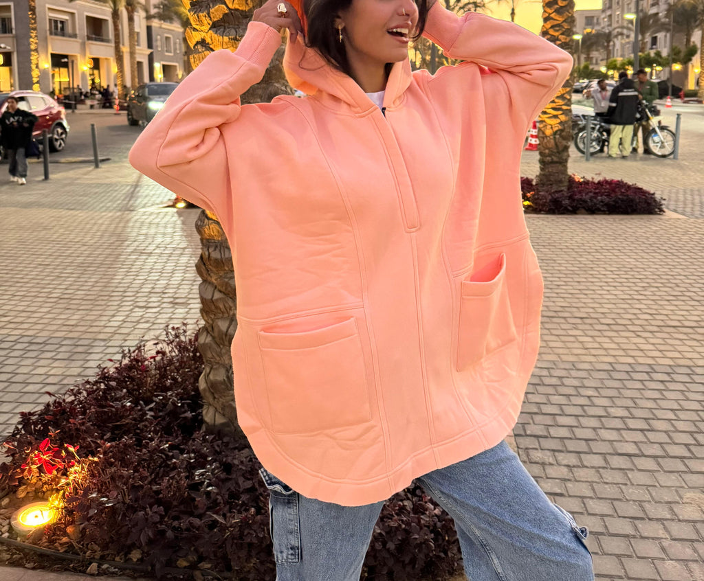 Lime Punch Rib sleeved hoodie