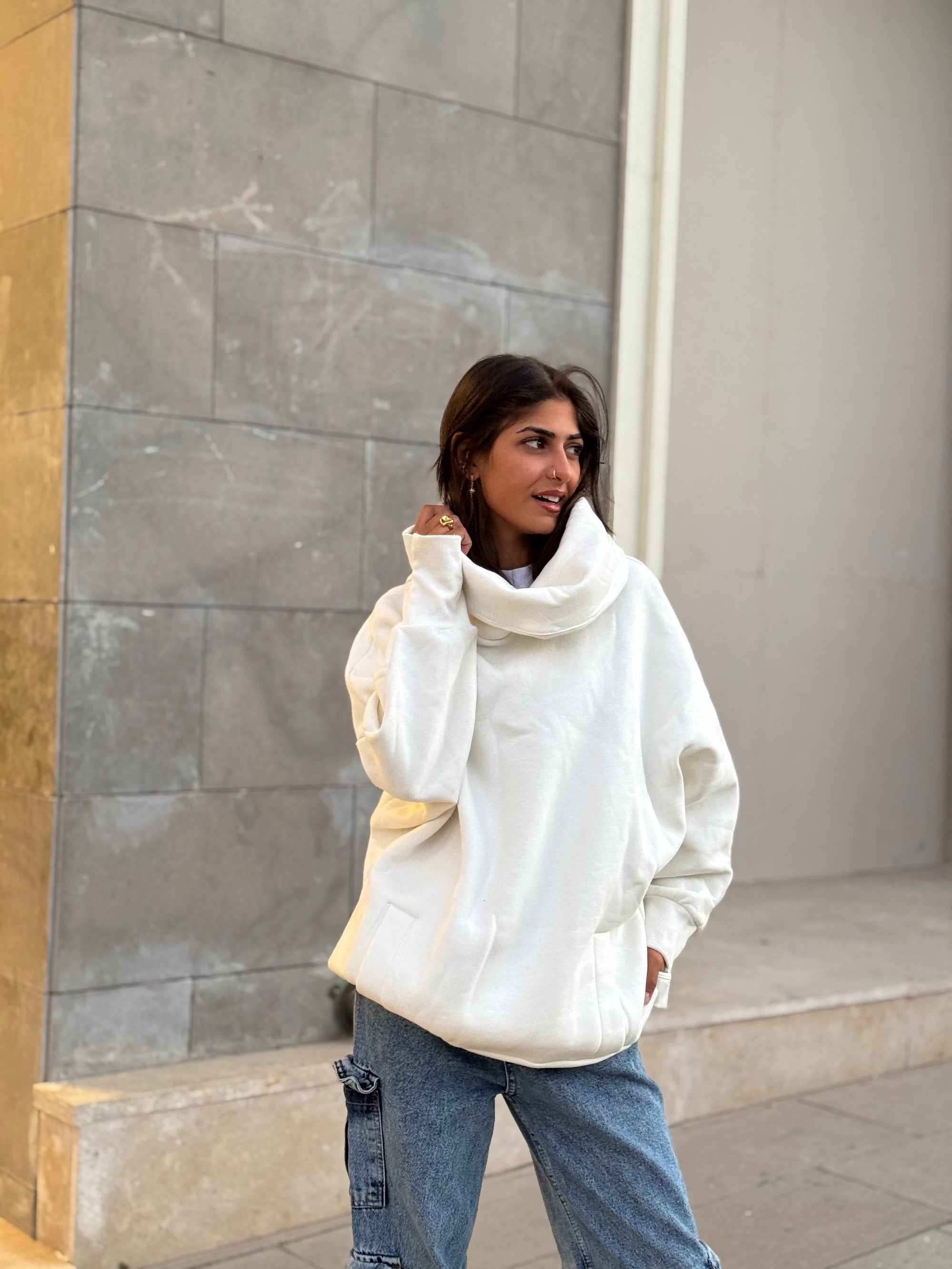 Mint Blue High Collar sweatshirt