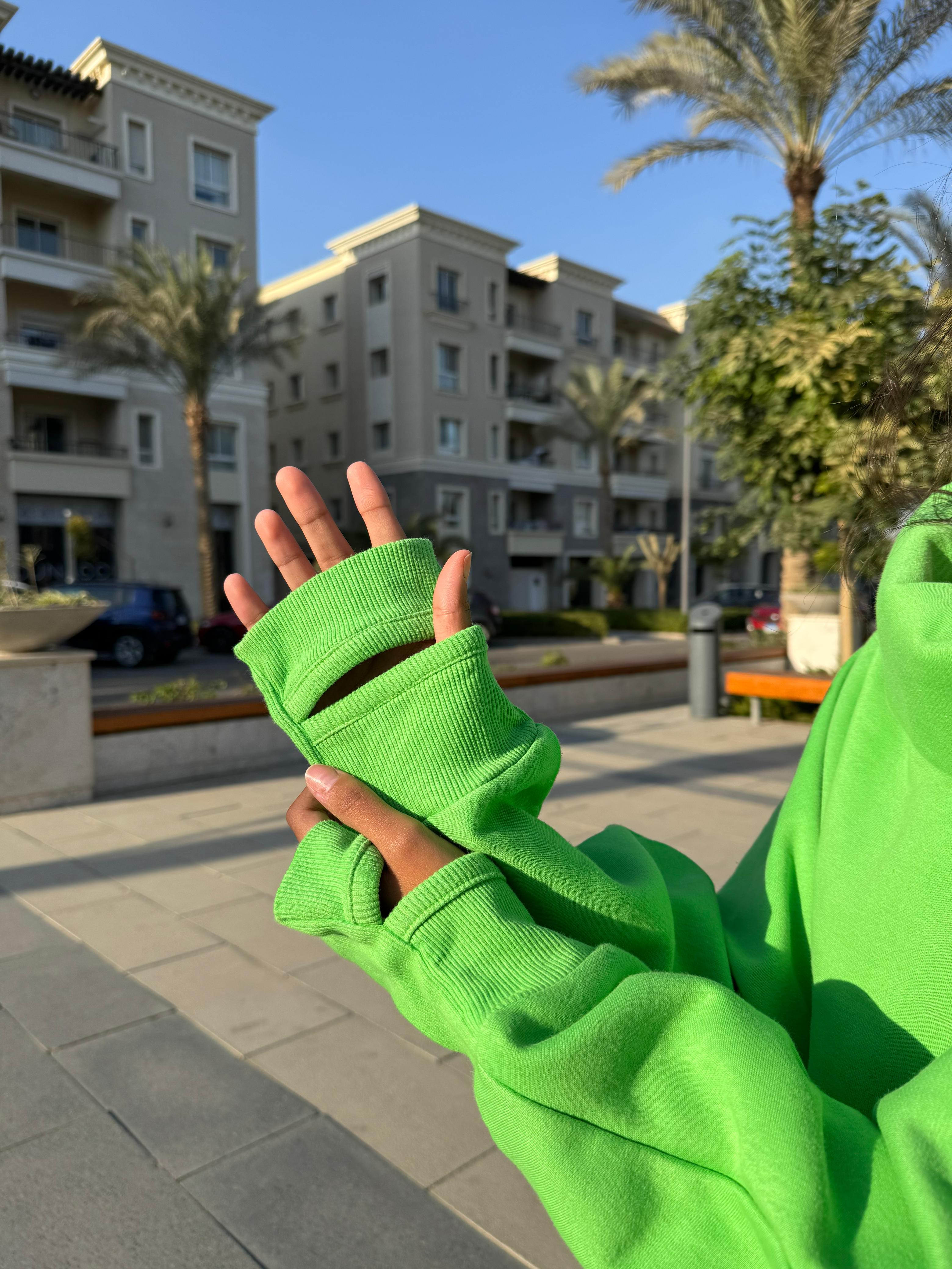 Apple green High Collar sweatshirt