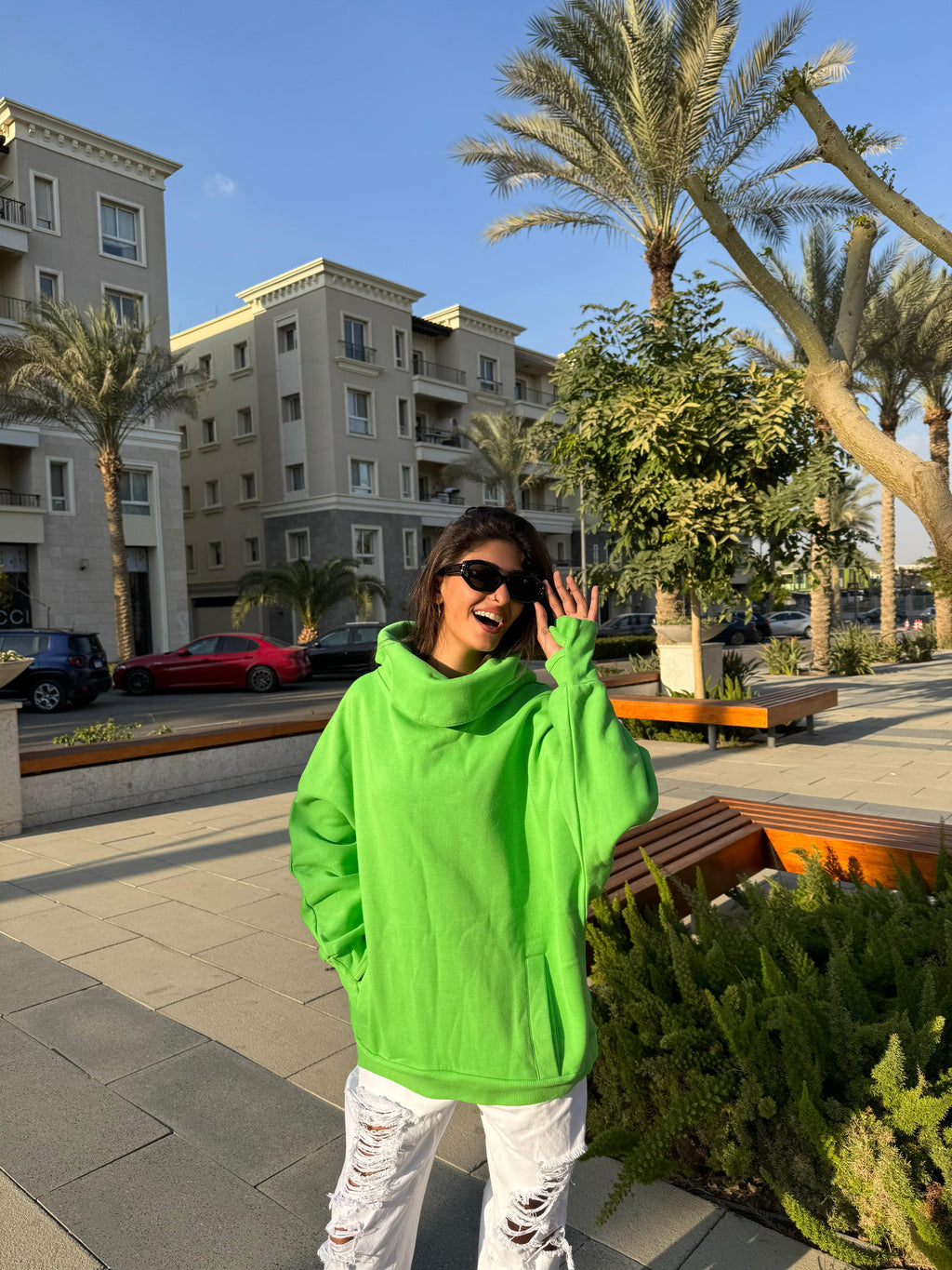 Apple green High Collar sweatshirt