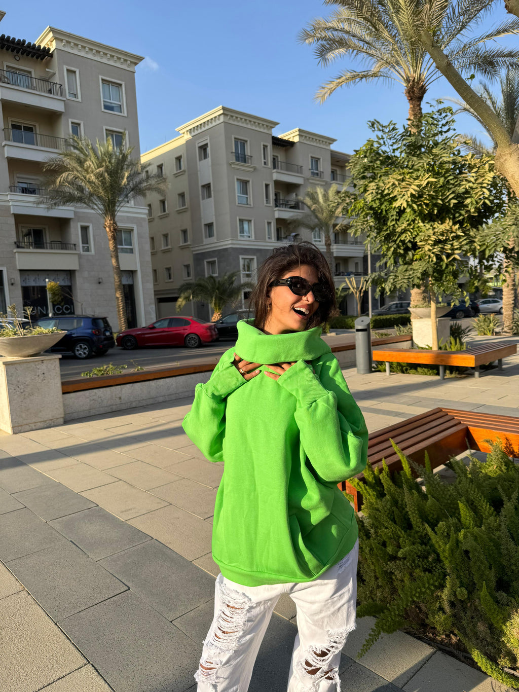 Apple green High Collar sweatshirt