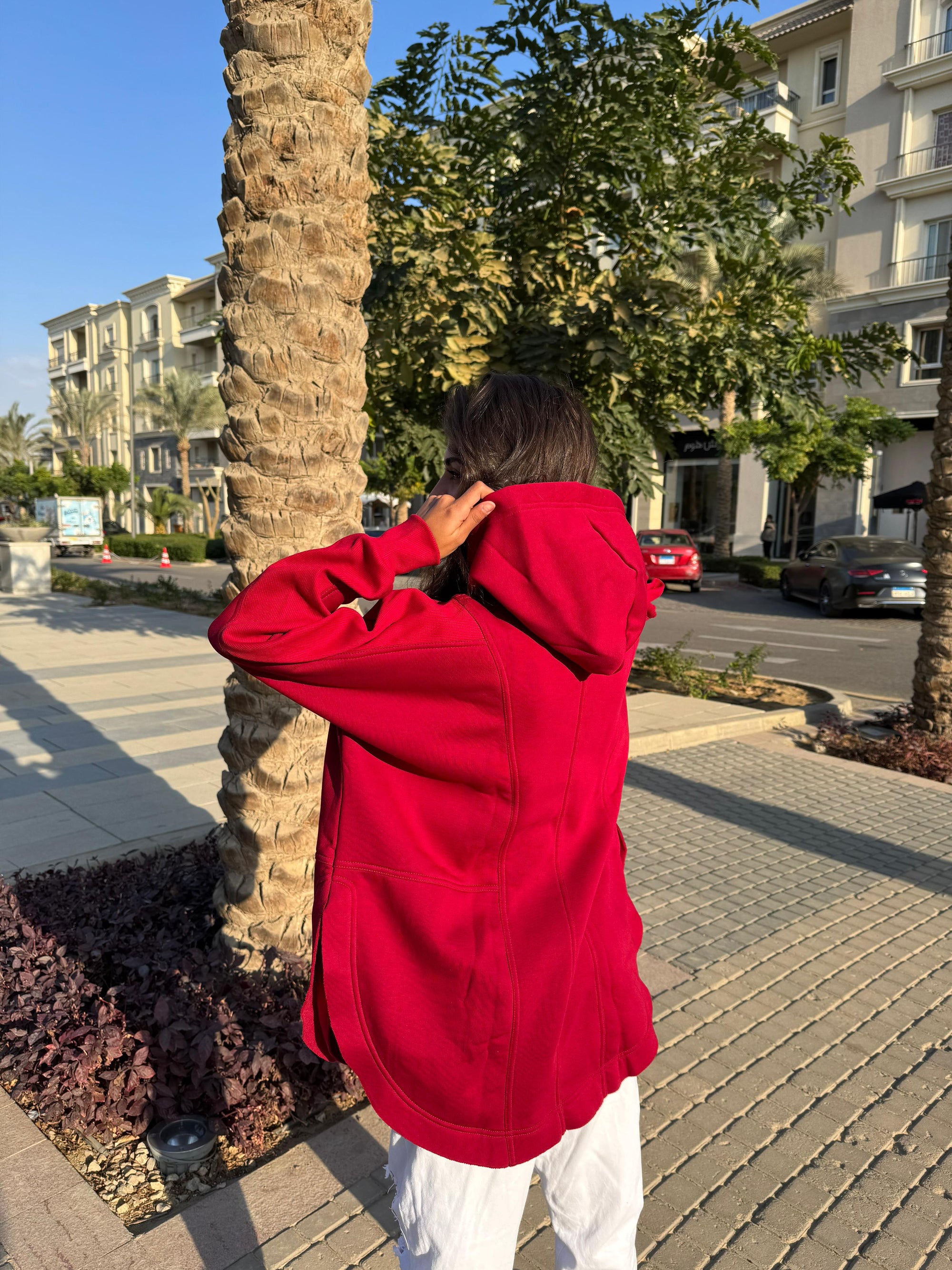 Beige Rib sleeved hoodie