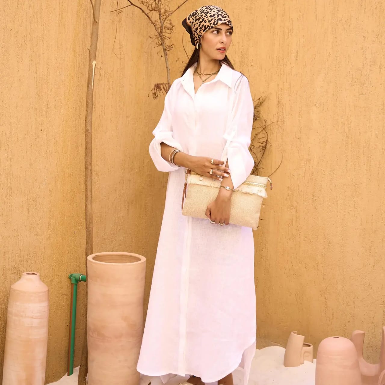 White Pure Linen Dress