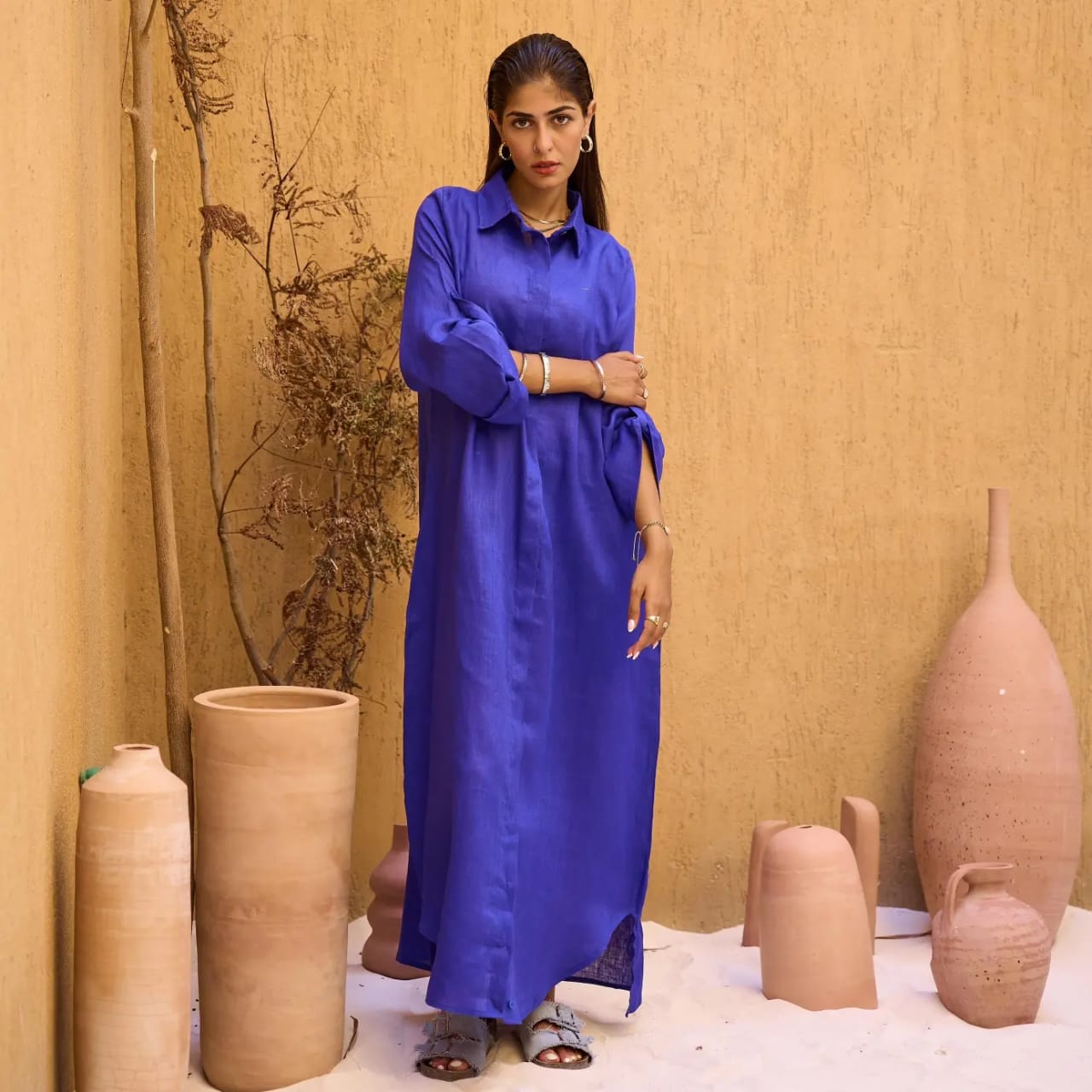 Apple green Pure Linen Dress