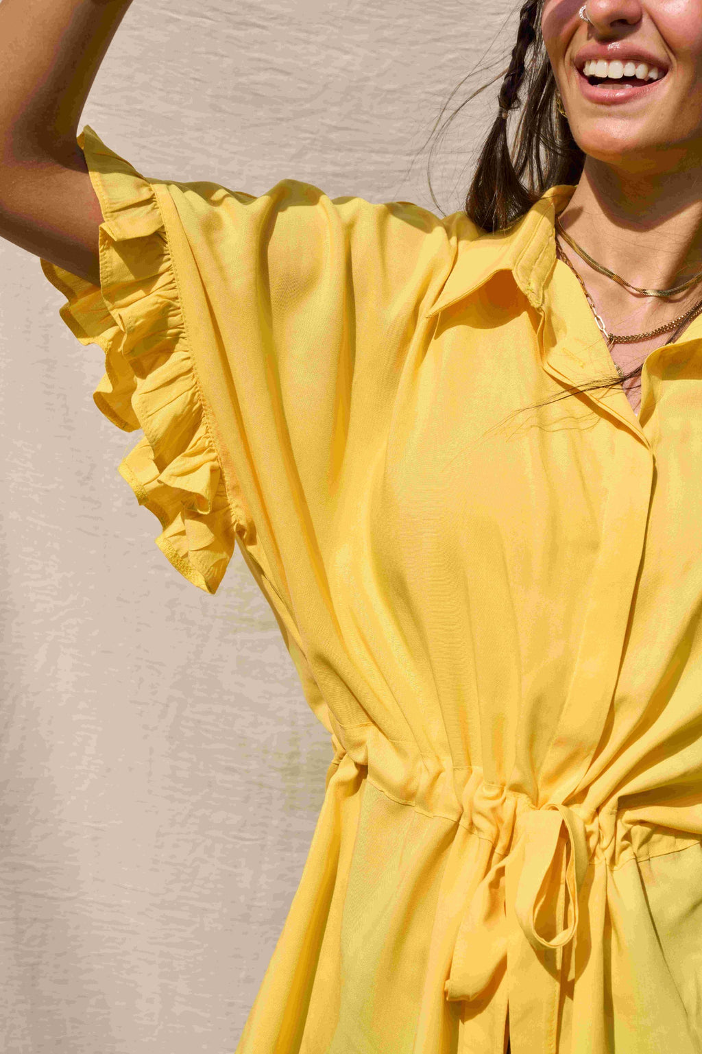 Mini ruffled sleeves shirt