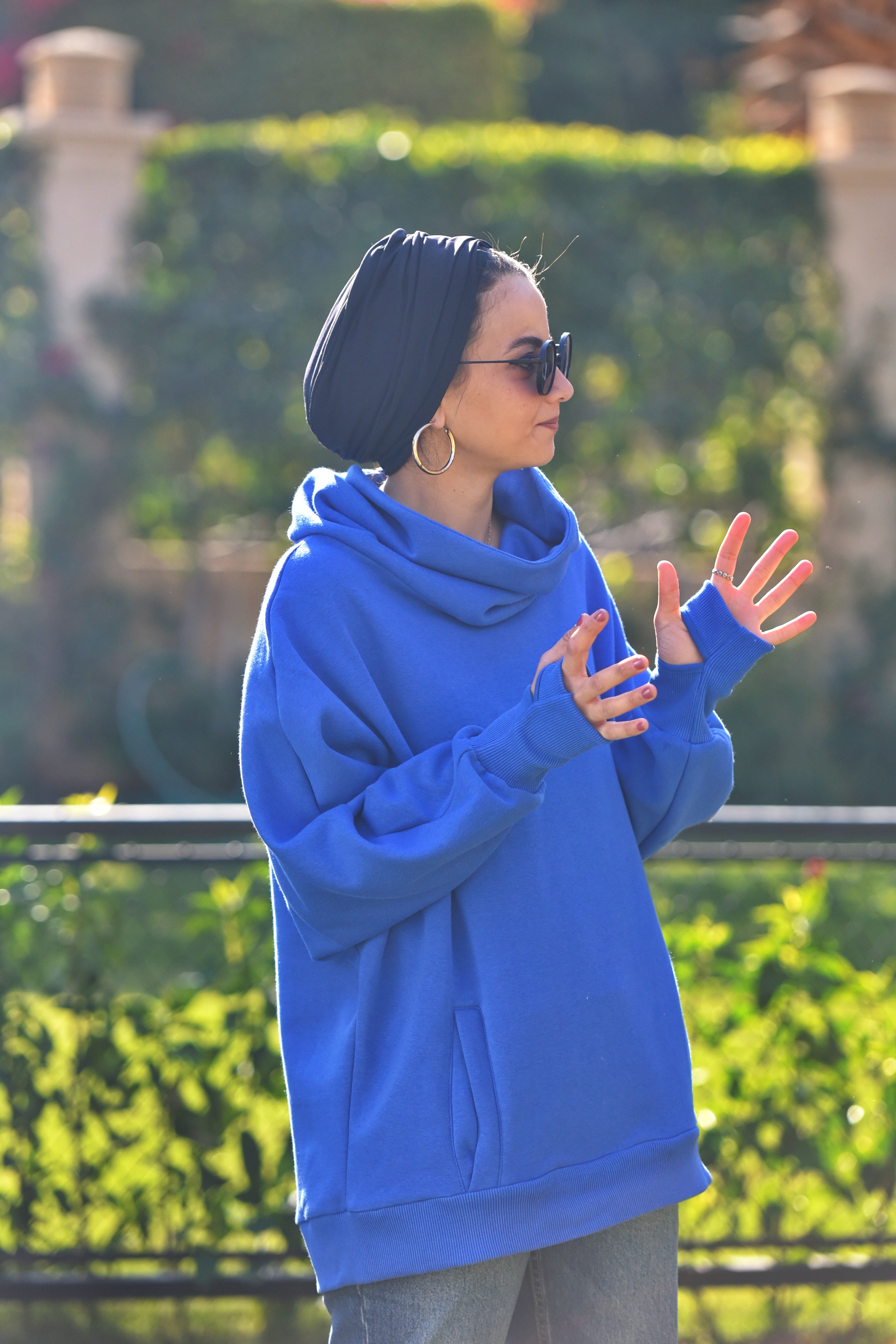 Ocean Blue High Collar sweatshirt