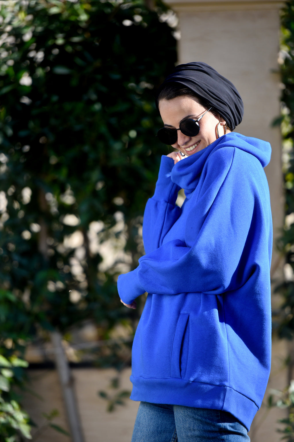 Ocean Blue High Collar sweatshirt