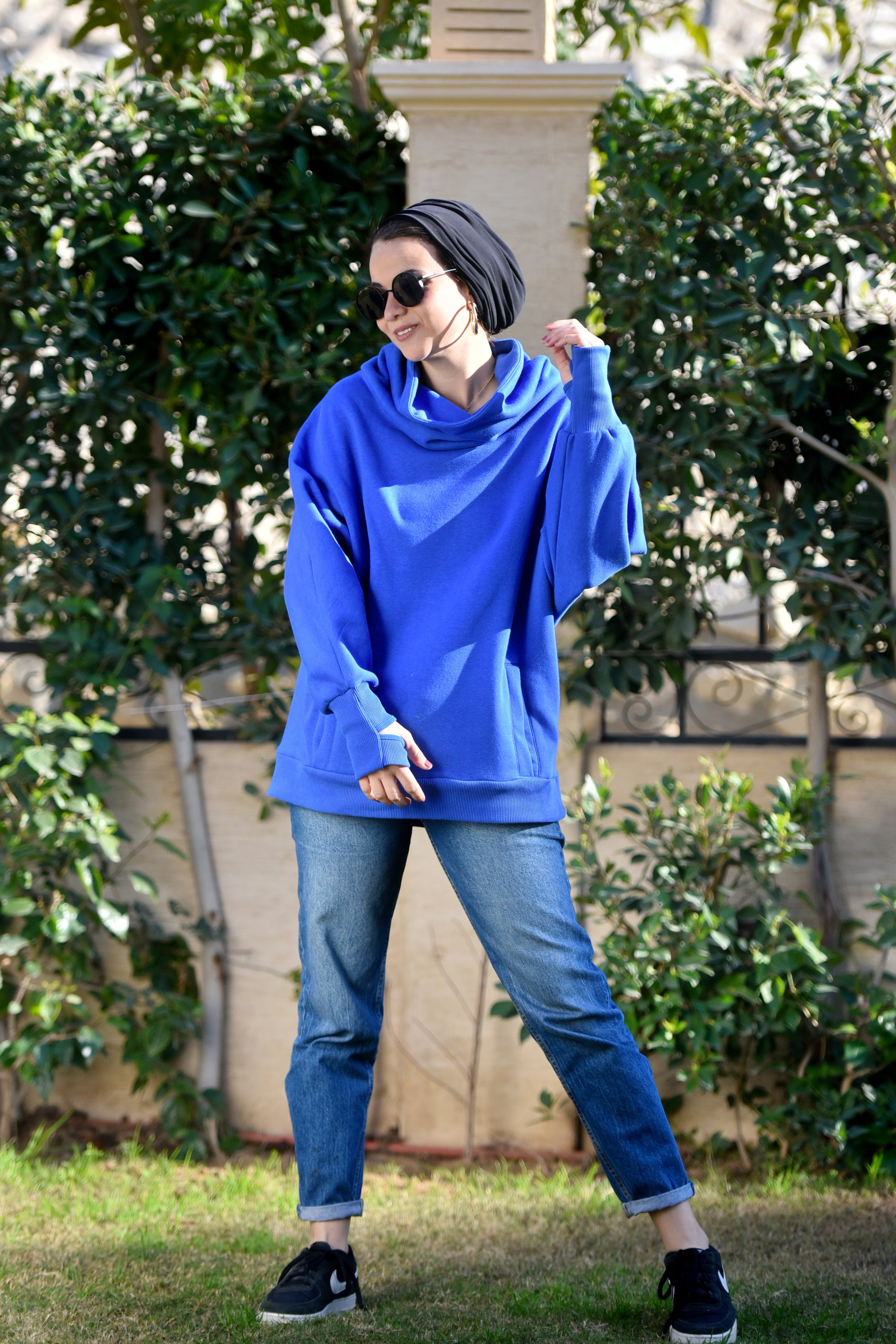 Mint Blue High Collar sweatshirt