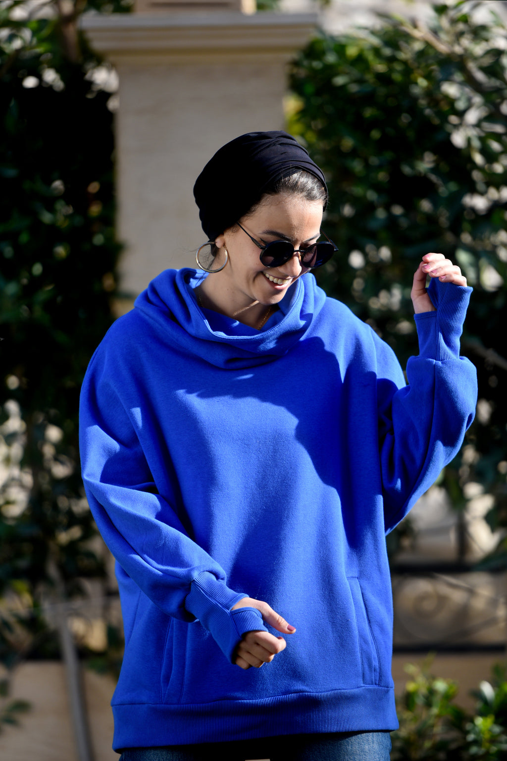 Ocean Blue High Collar sweatshirt