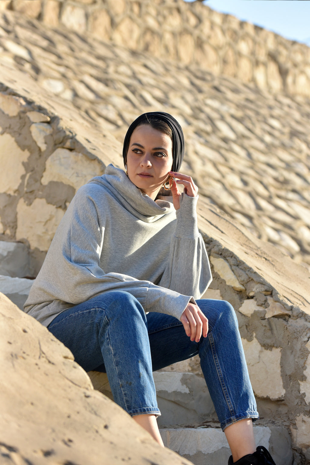 Onyx Grey High Collar sweatshirt