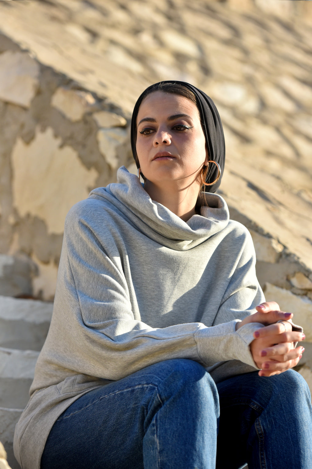 Onyx Grey High Collar sweatshirt