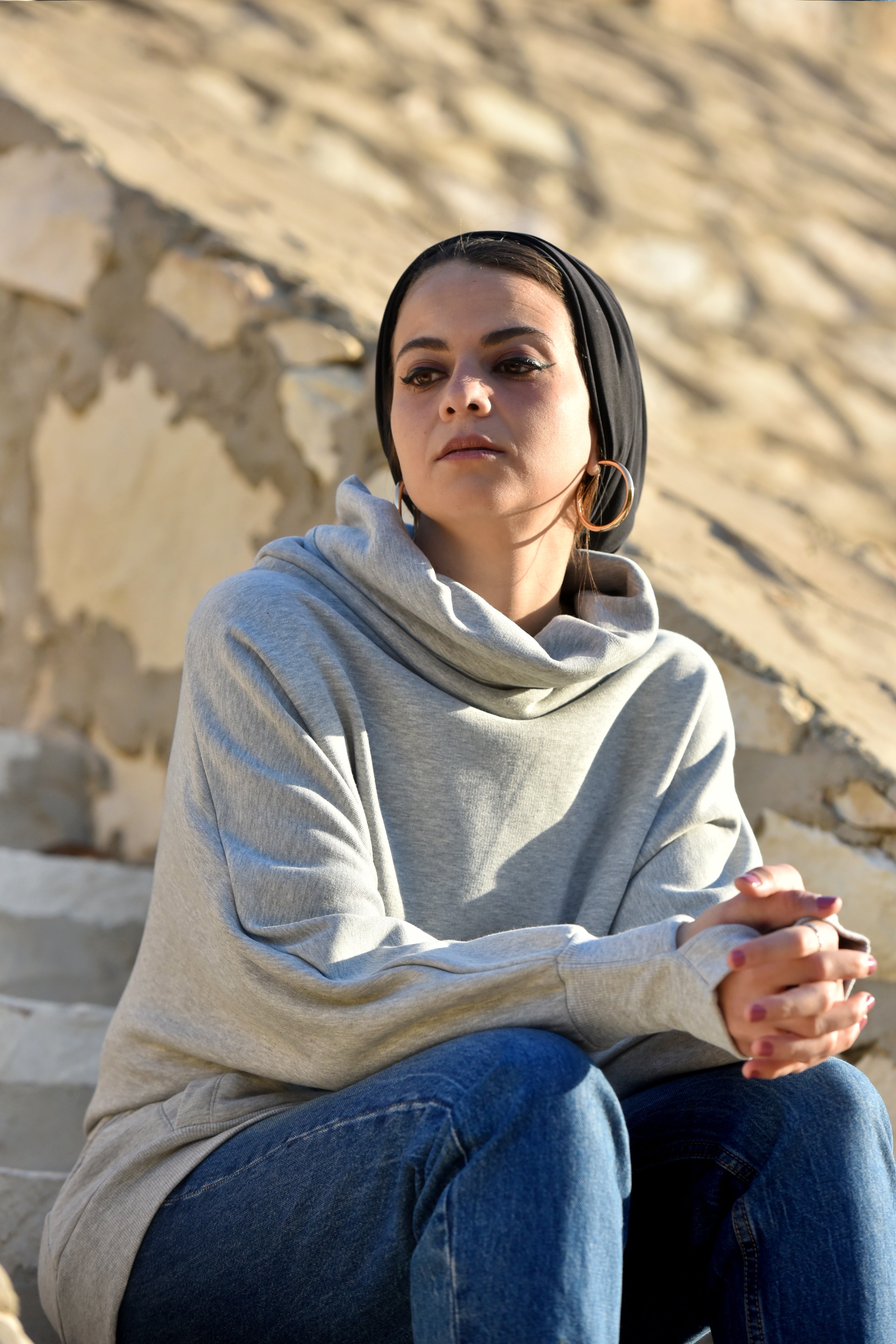 Onyx Grey High Collar sweatshirt