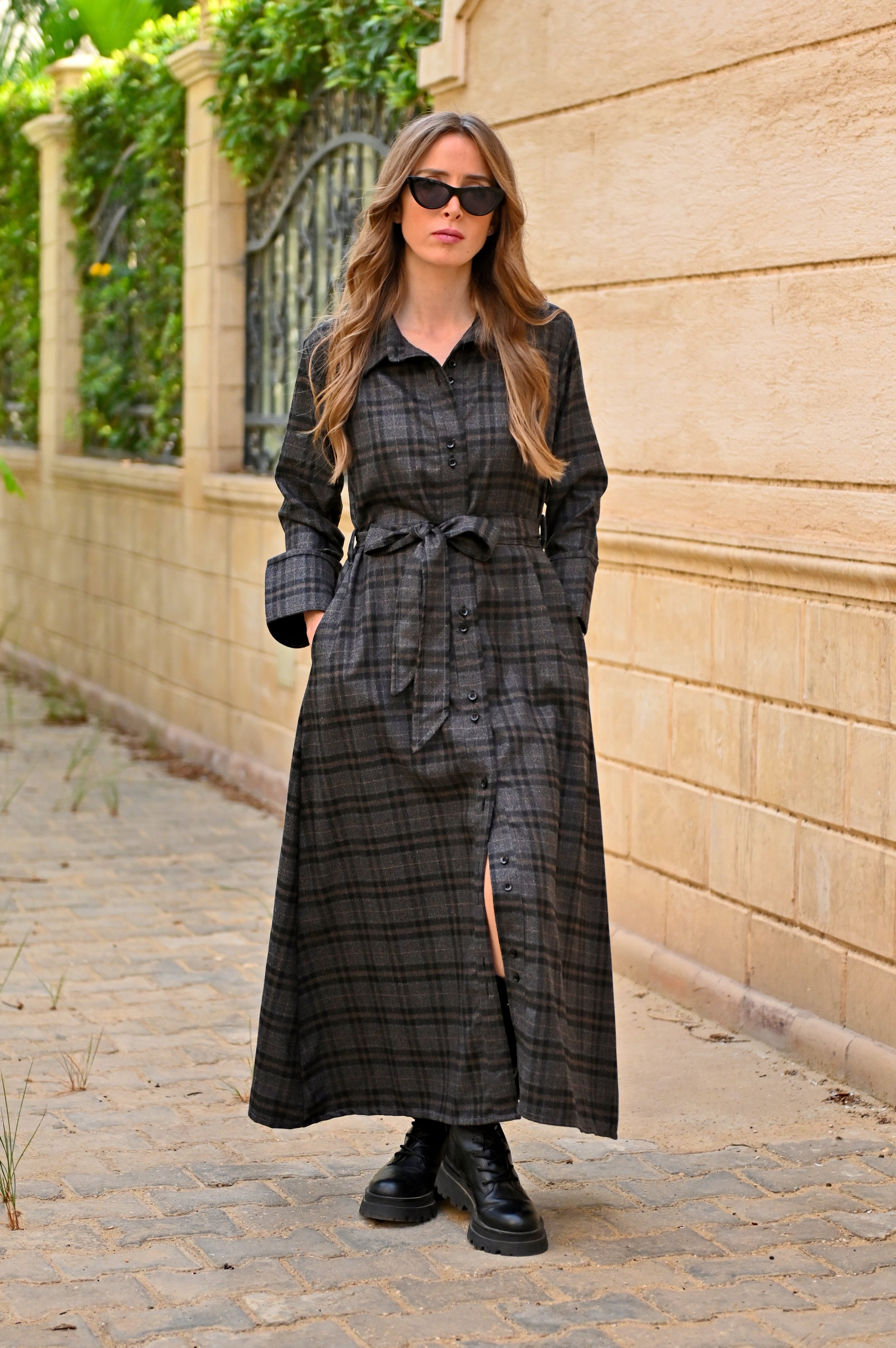 Wool checkered dress