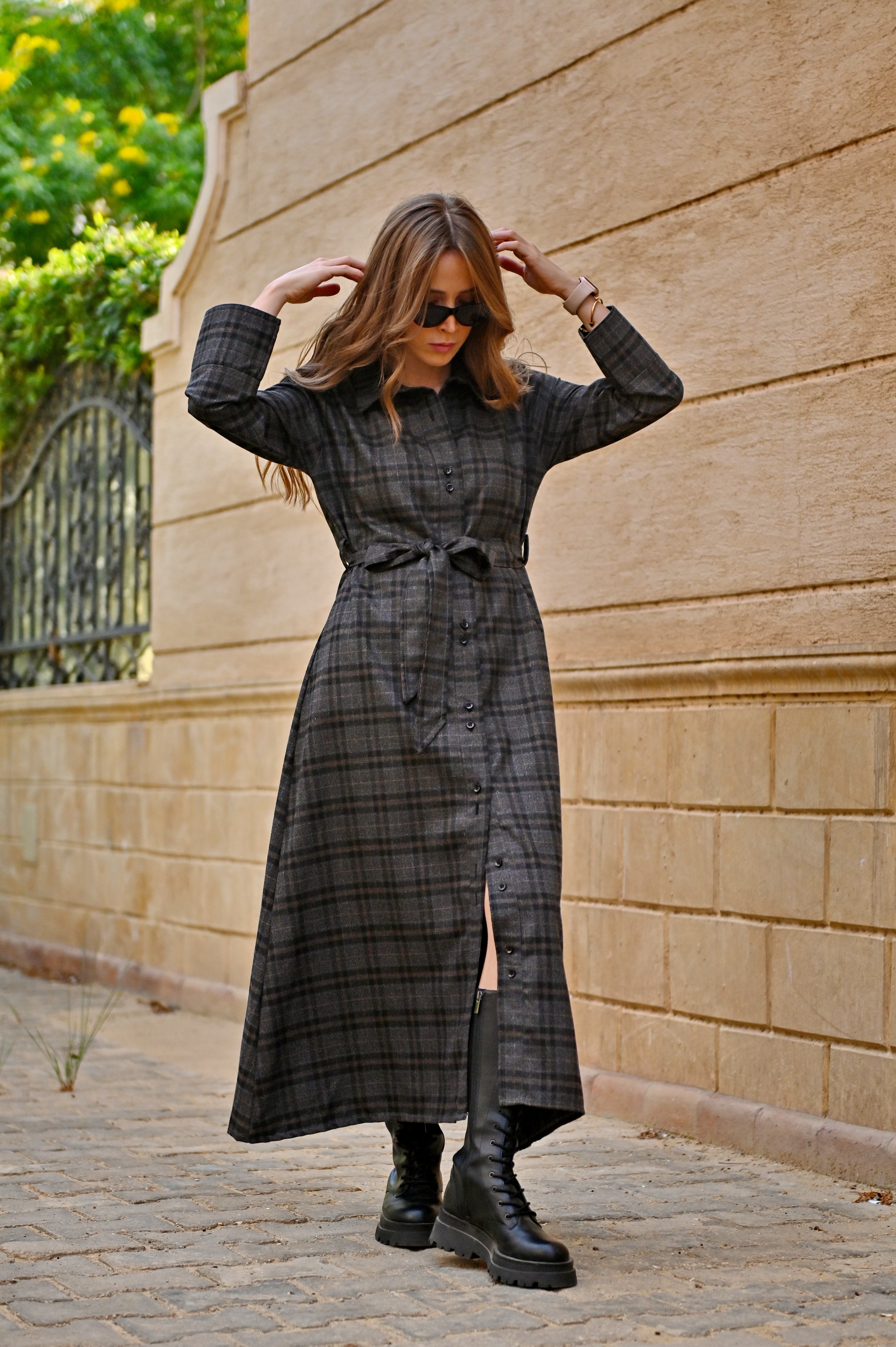 Wool checkered dress