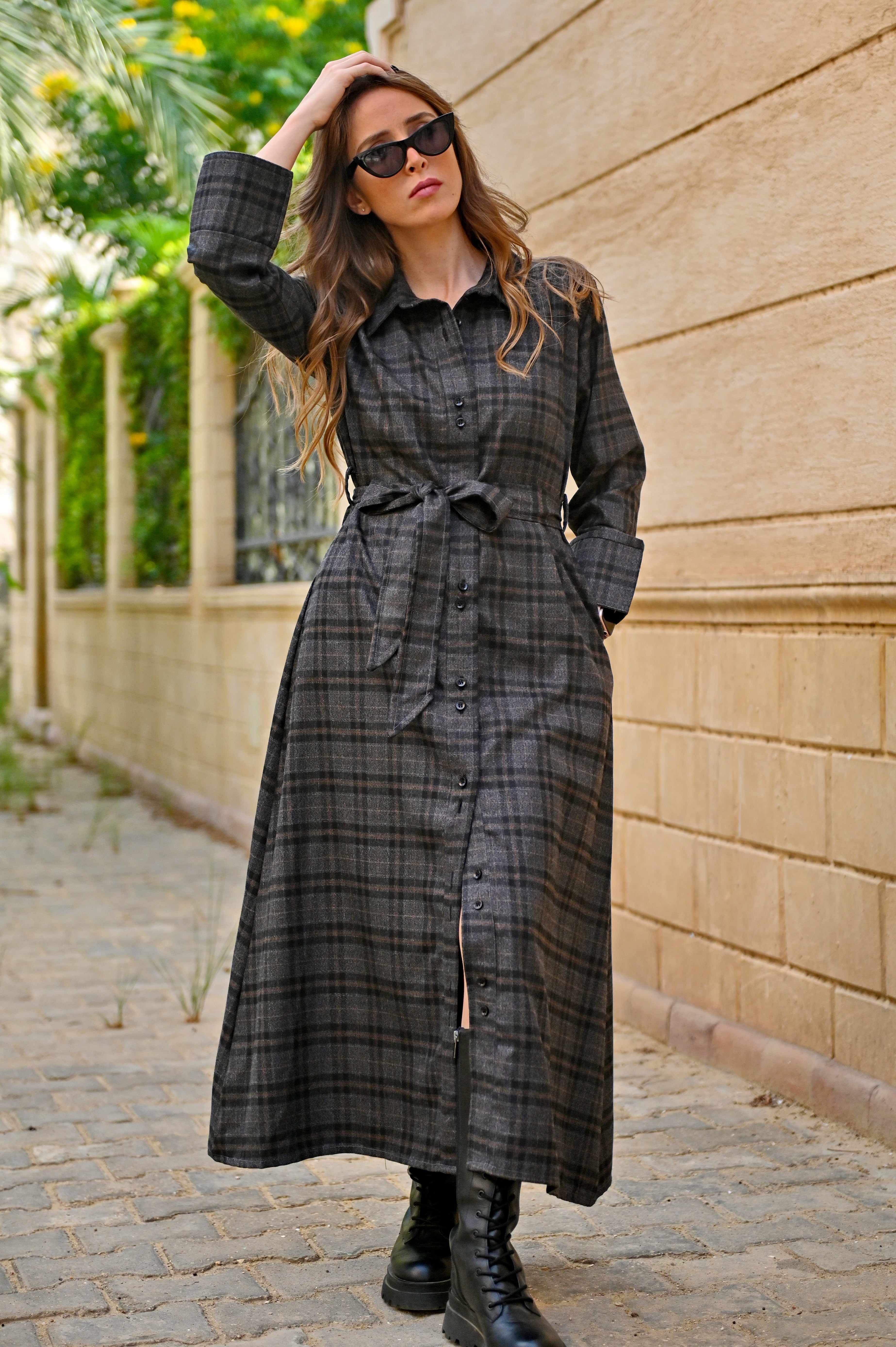 Wool checkered dress