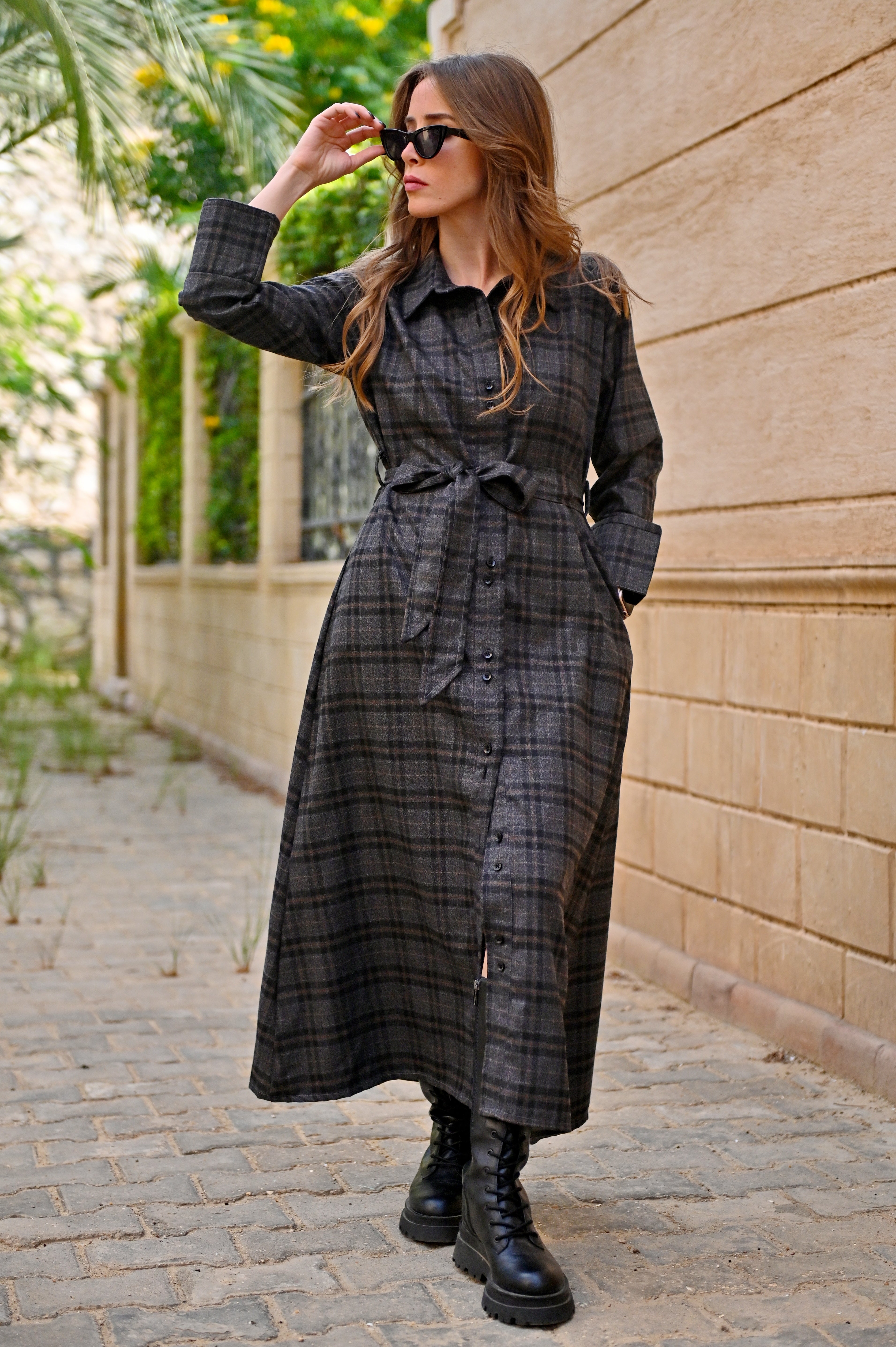 Wool checkered dress