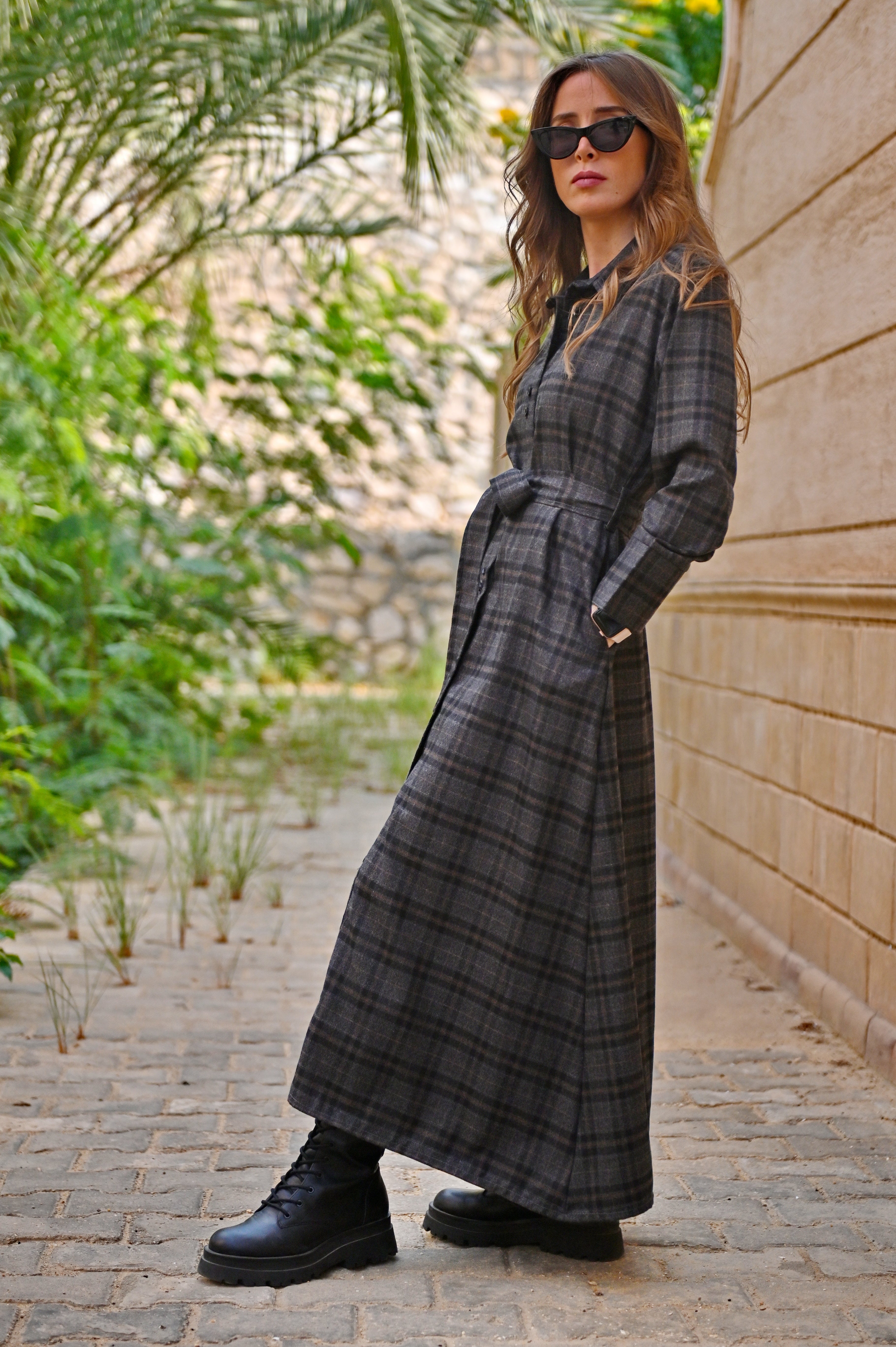 Wool checkered dress
