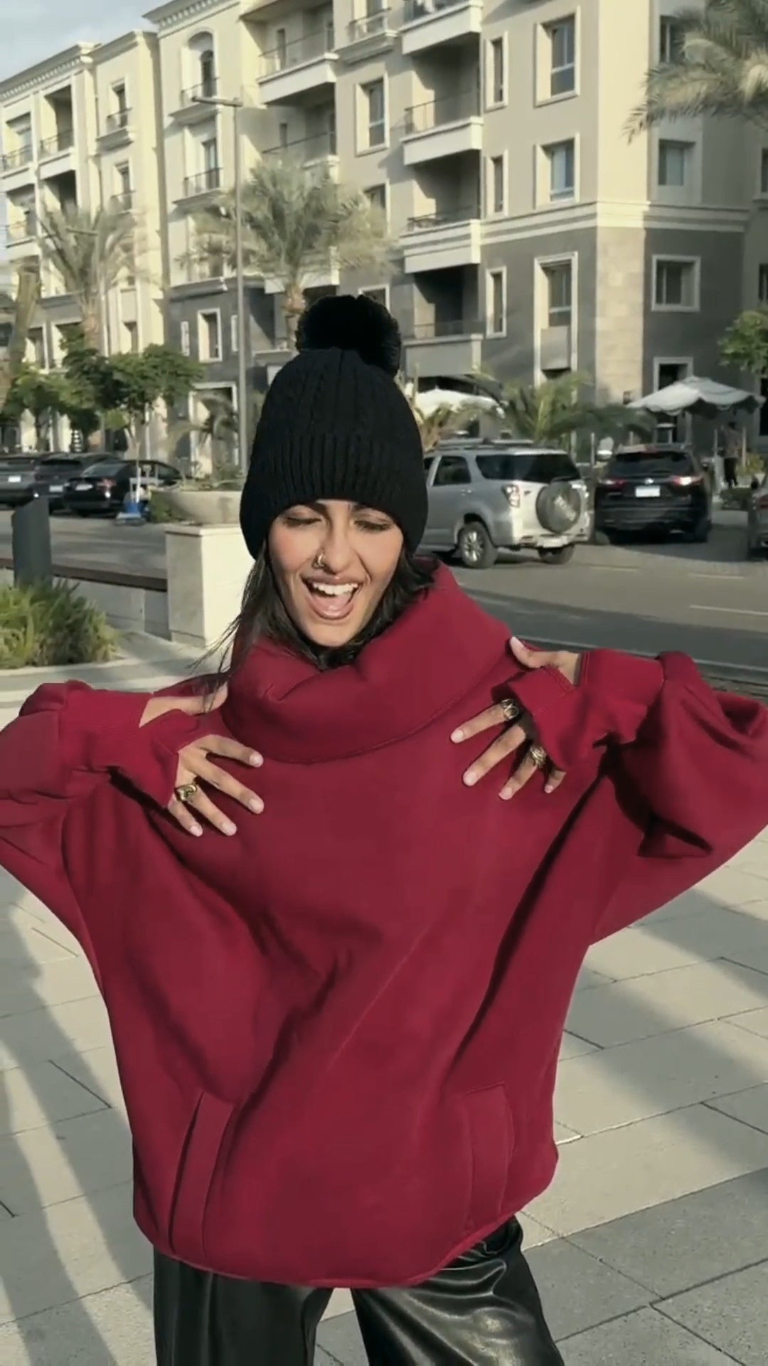 Burgundy High Collar sweatshirt