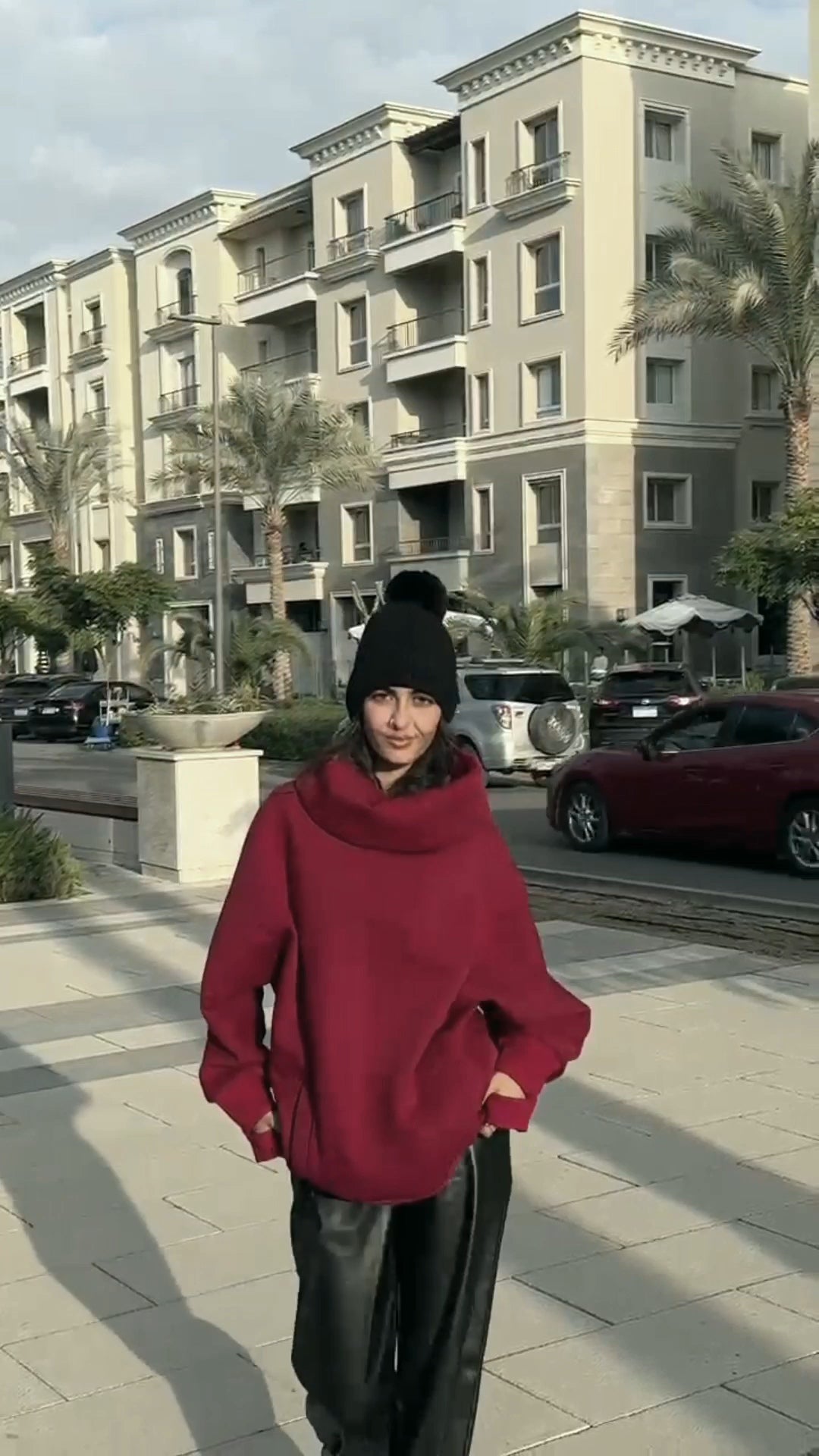 Burgundy High Collar sweatshirt