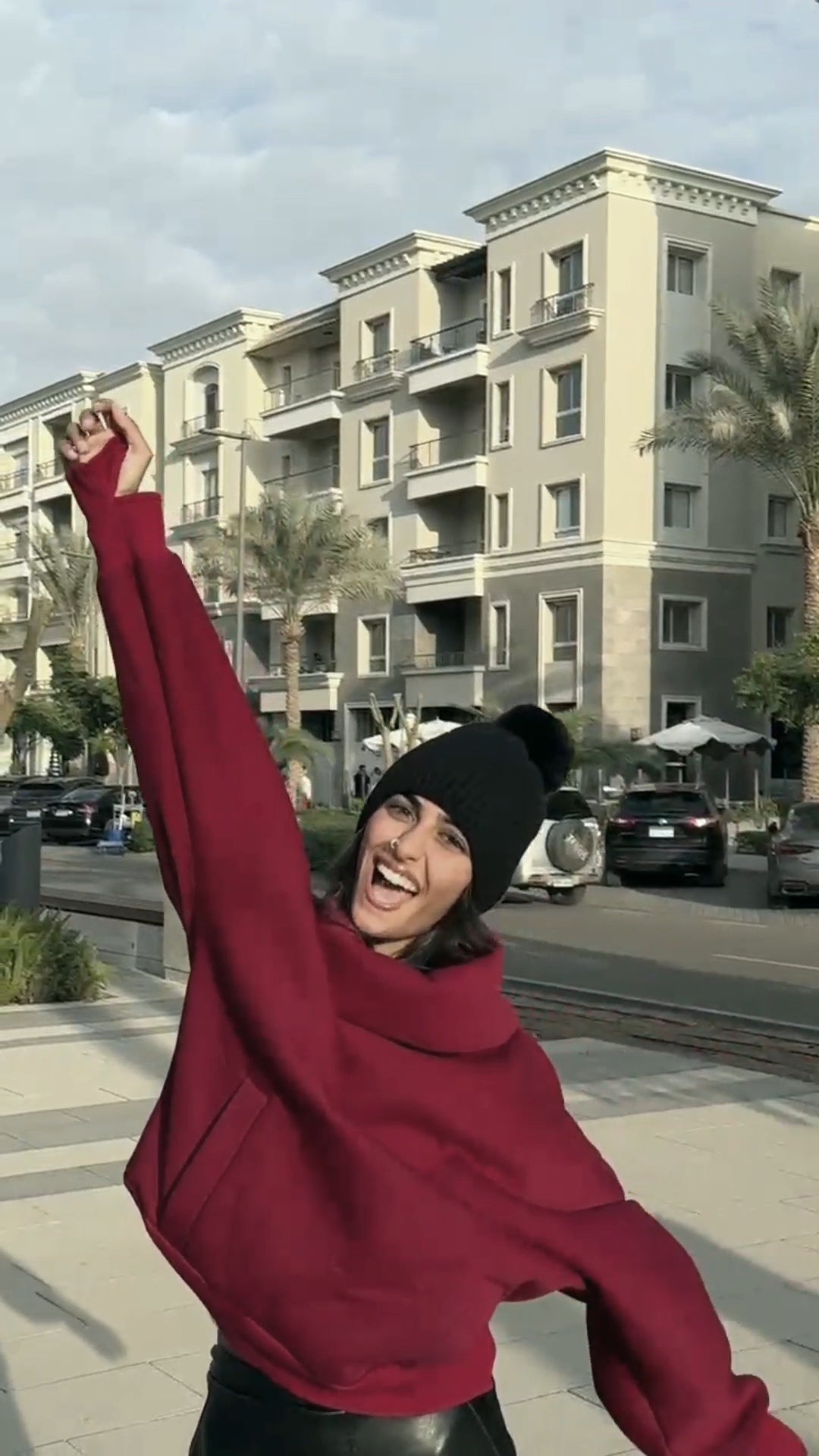 Burgundy High Collar sweatshirt