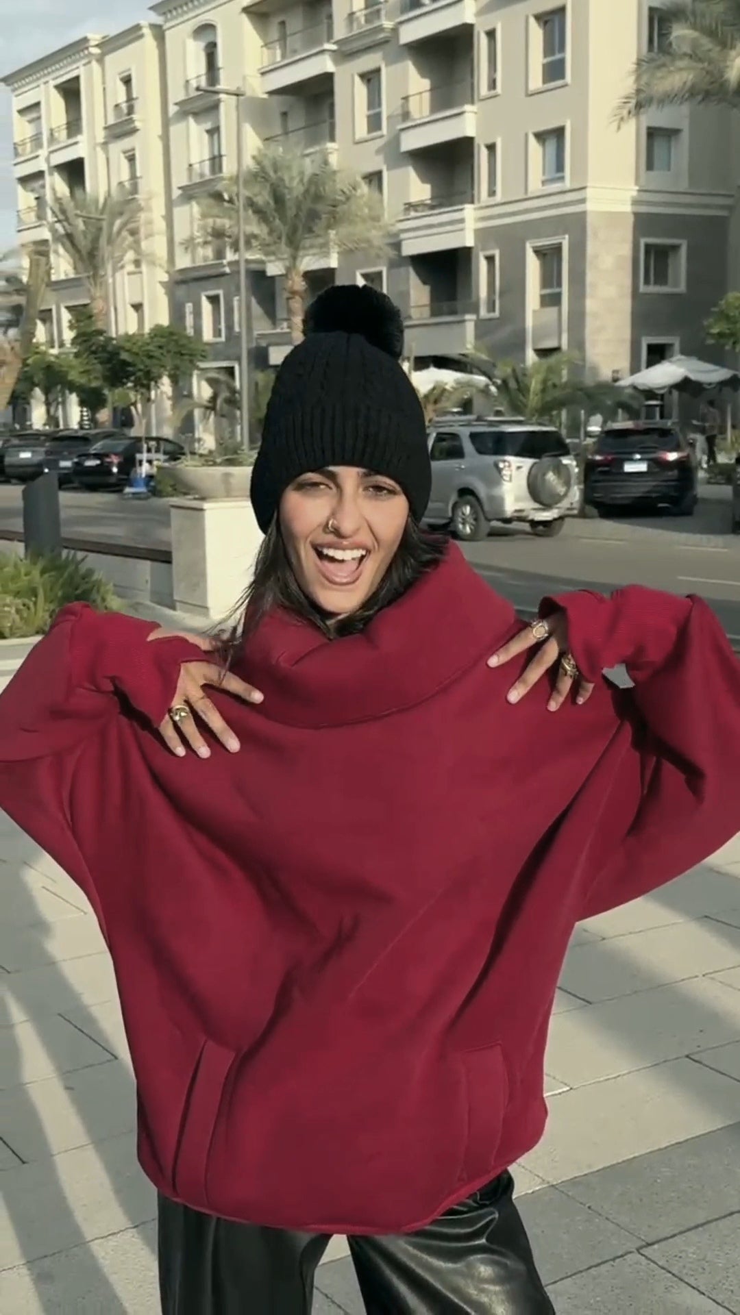 Burgundy High Collar sweatshirt