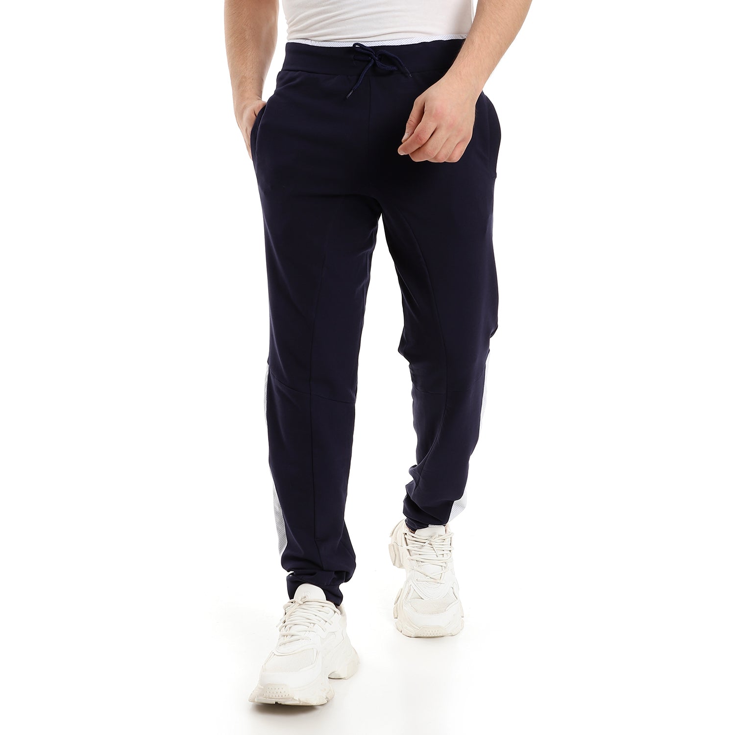 Black joggers with white mesh