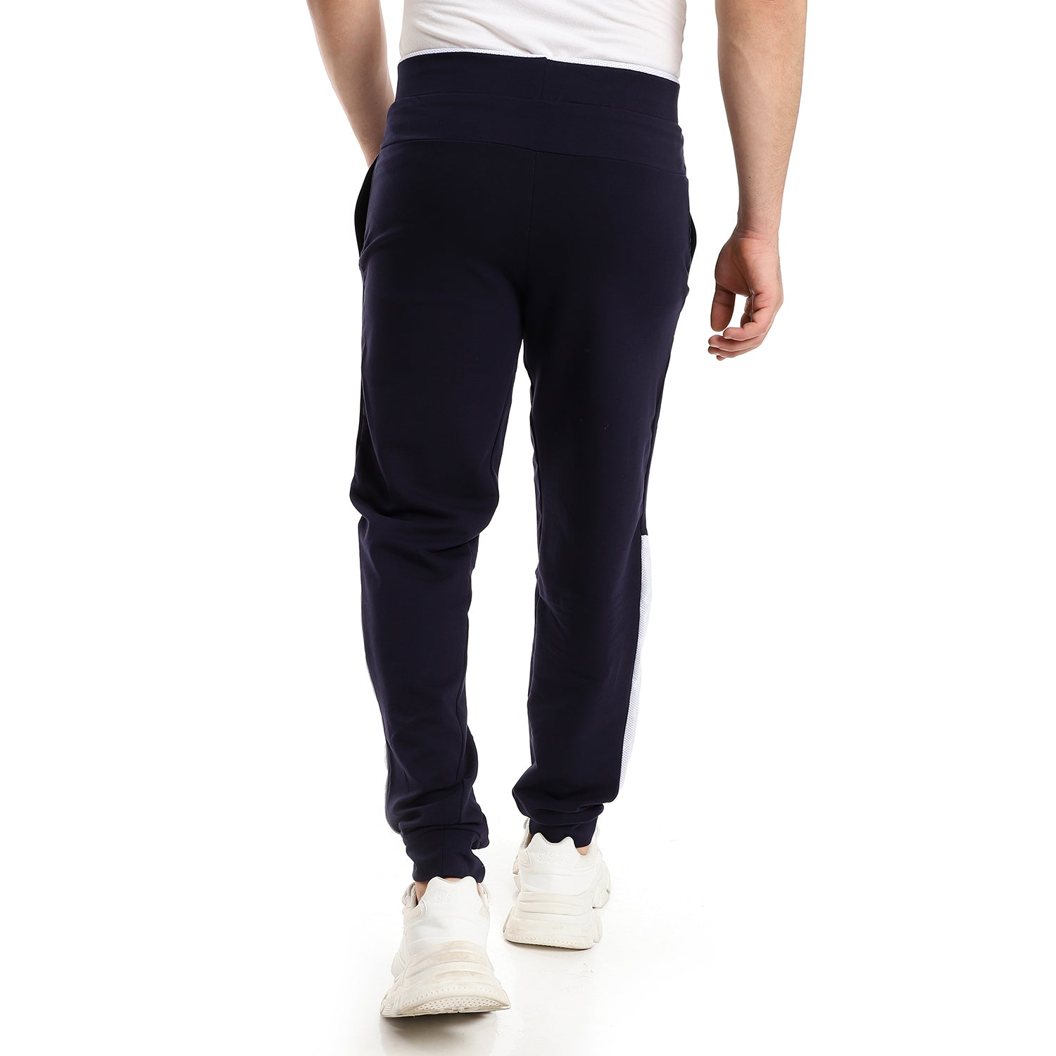 Black joggers with white mesh