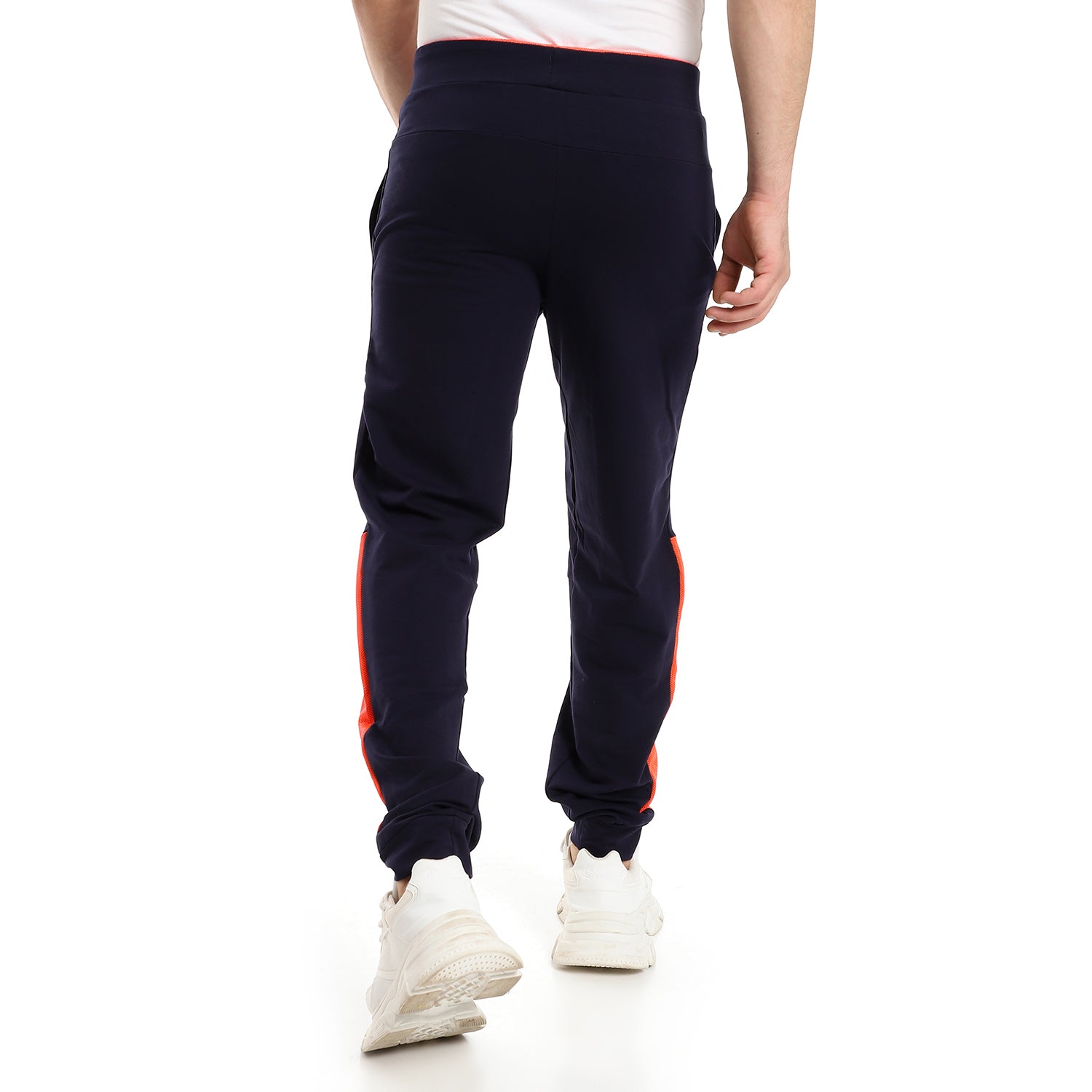 Black joggers with  neon orange mesh