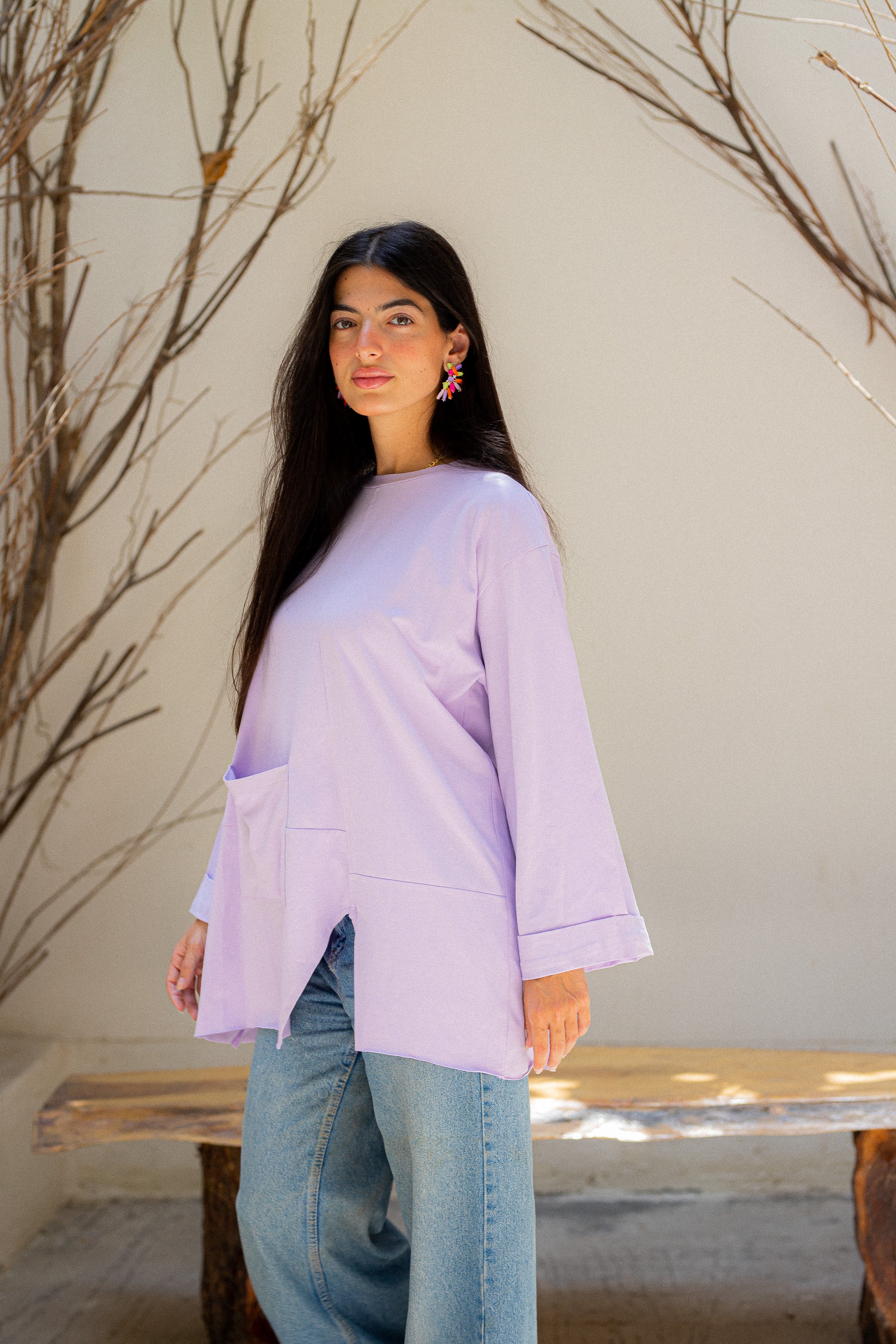 light Purple Front pocket T-shirt