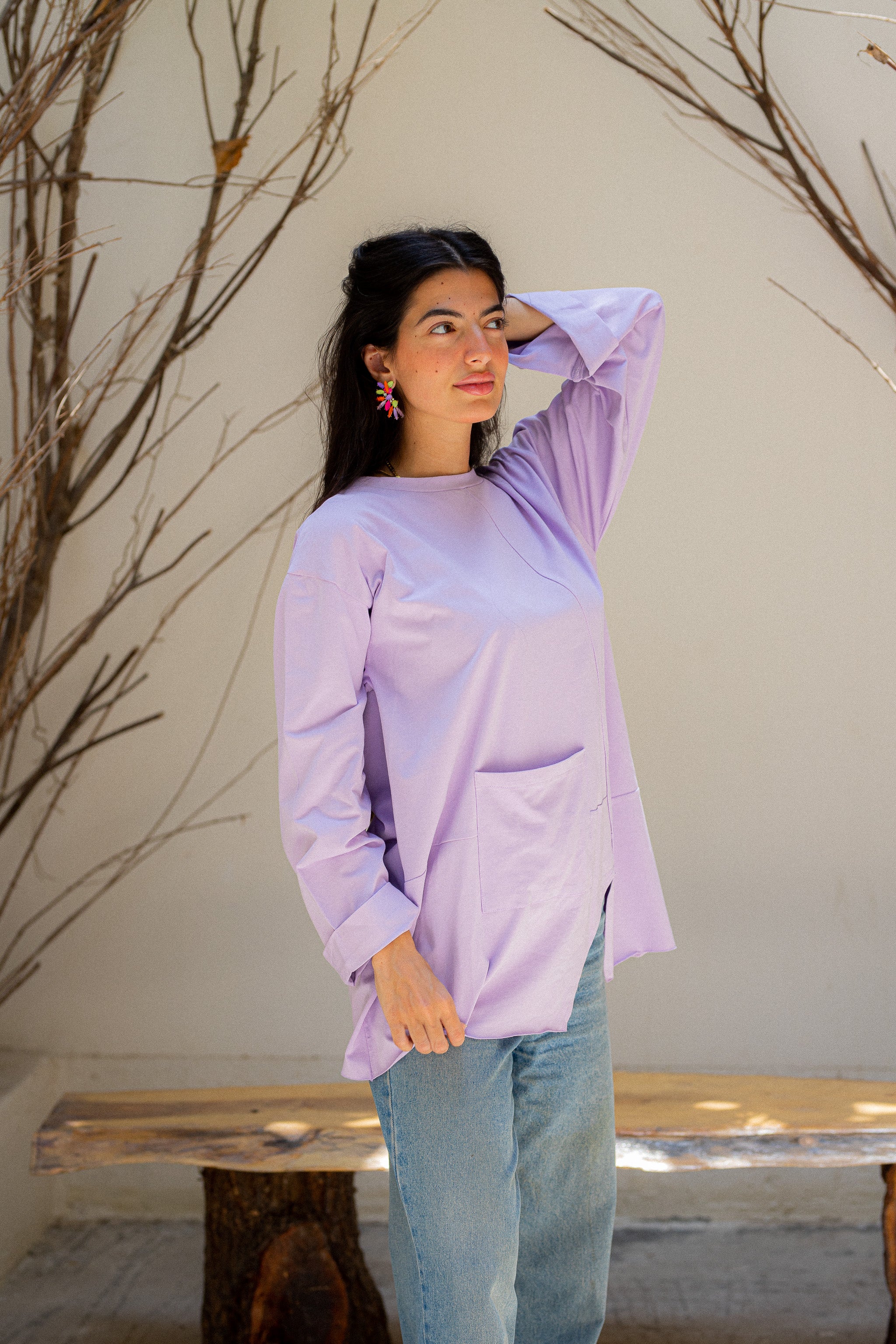 light Purple Front pocket T-shirt