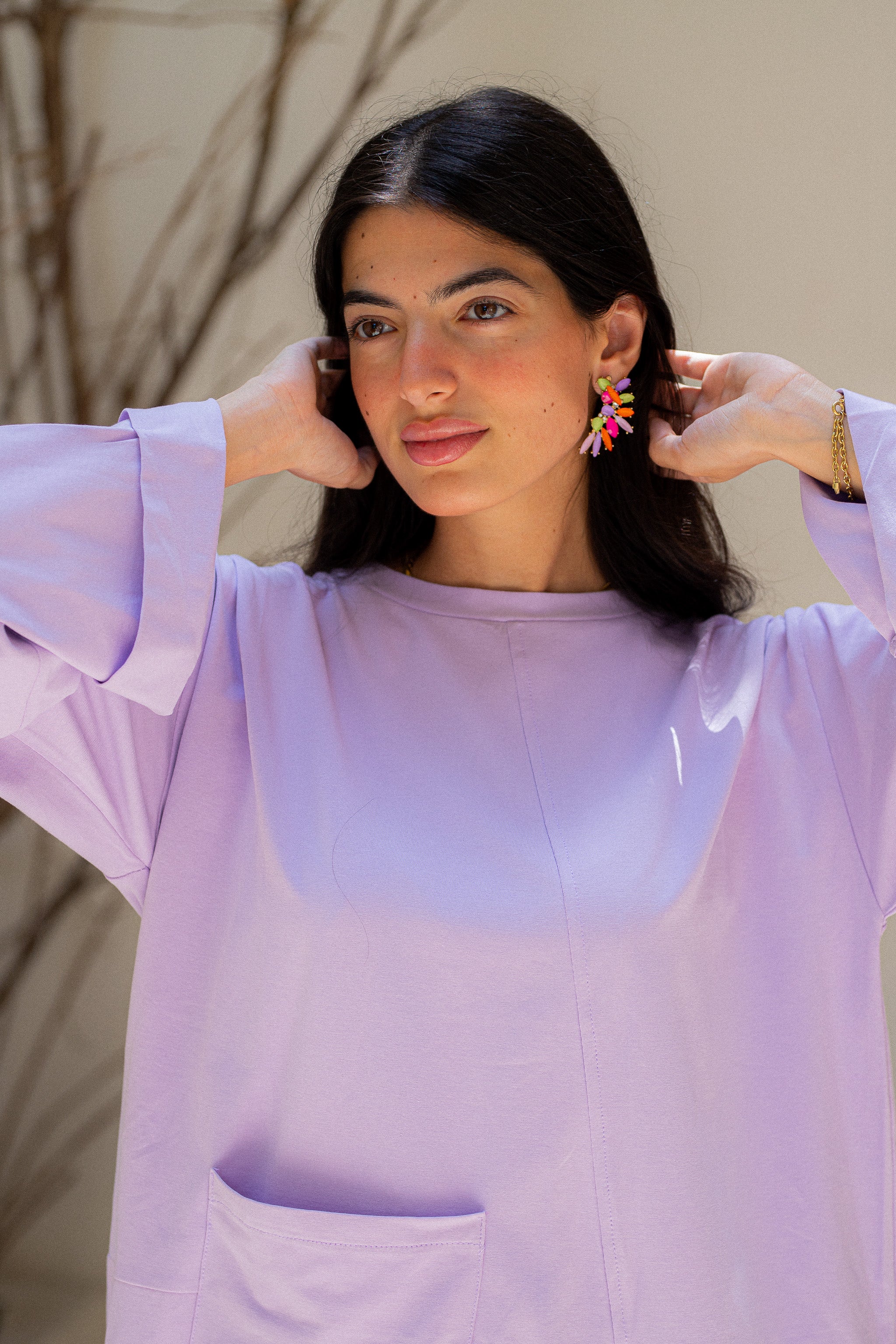 light Purple Front pocket T-shirt