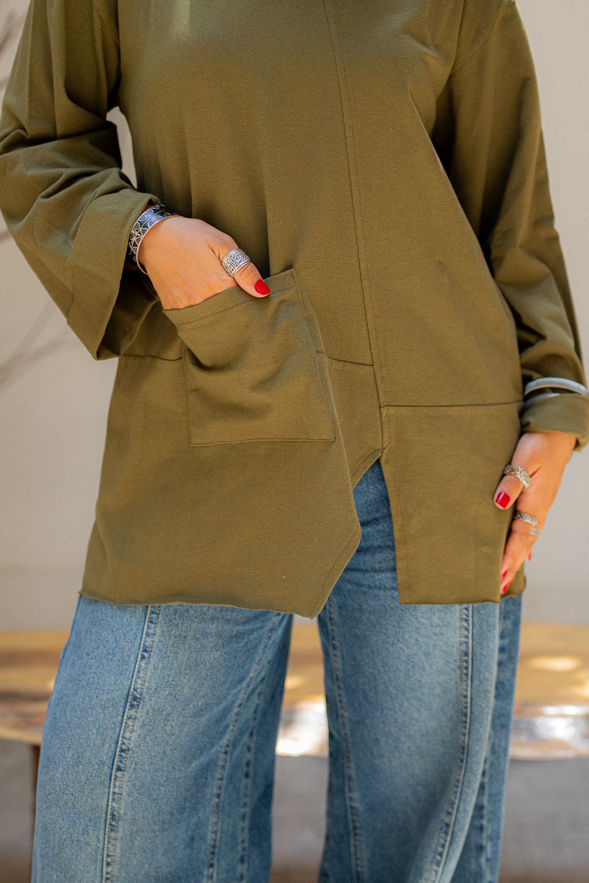 Khaki Front pocket T-shirt